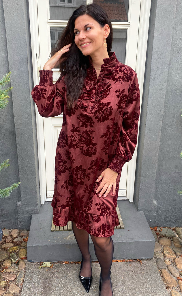 Say INA Copenhagen Kjole - Nora - Bordeaux Flowers