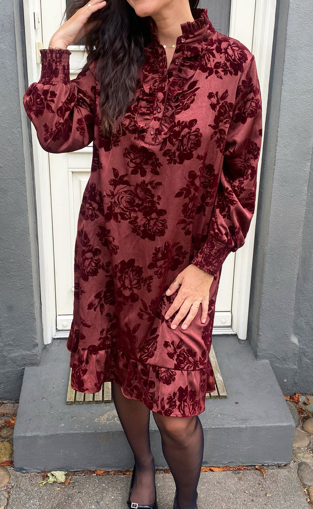 Say INA Copenhagen Kjole - Nora - Bordeaux Flowers