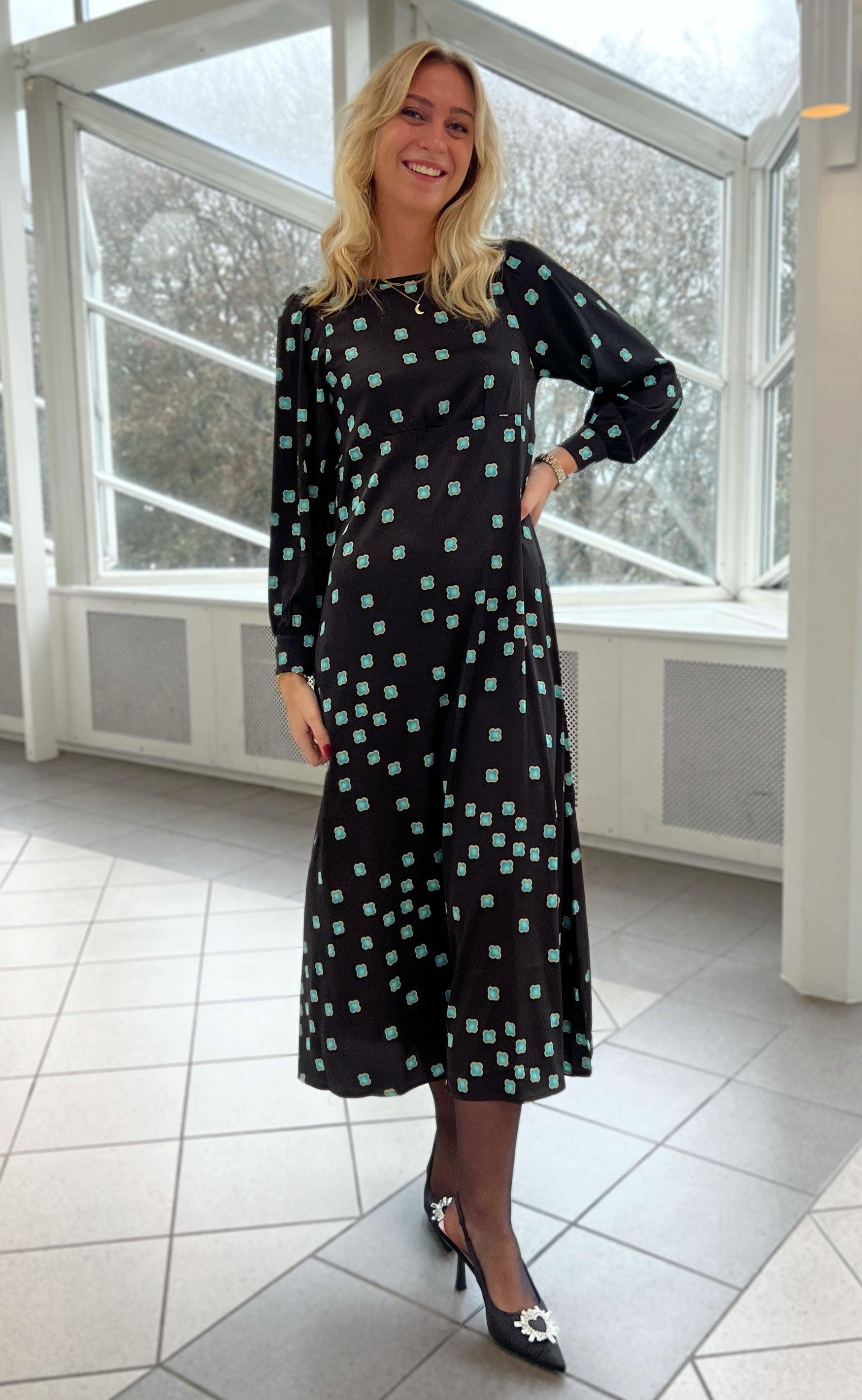 Say INA Copenhagen Kjole - Nova - Black/Turquoise Print