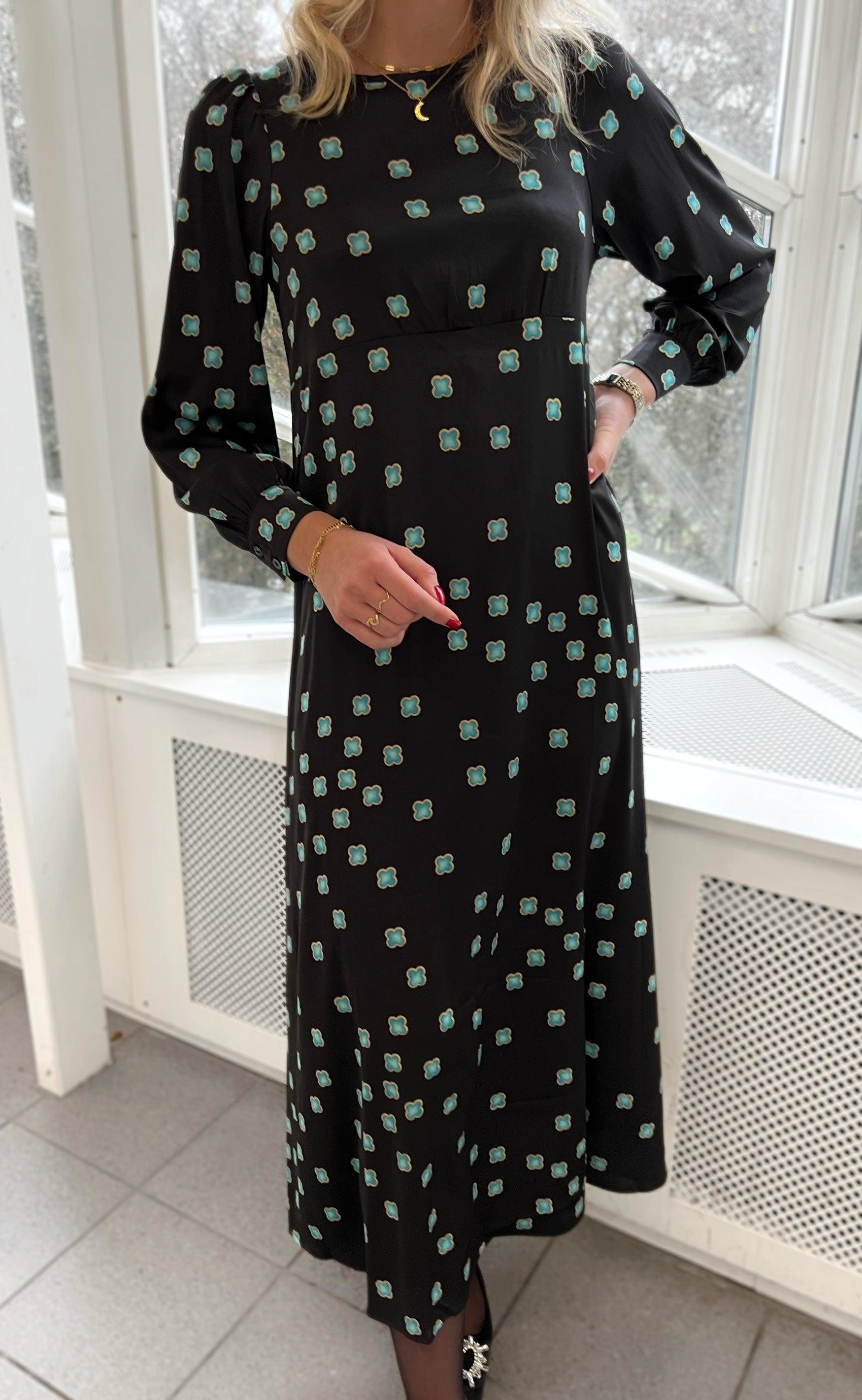Say INA Copenhagen Kjole - Nova - Black/Turquoise Print