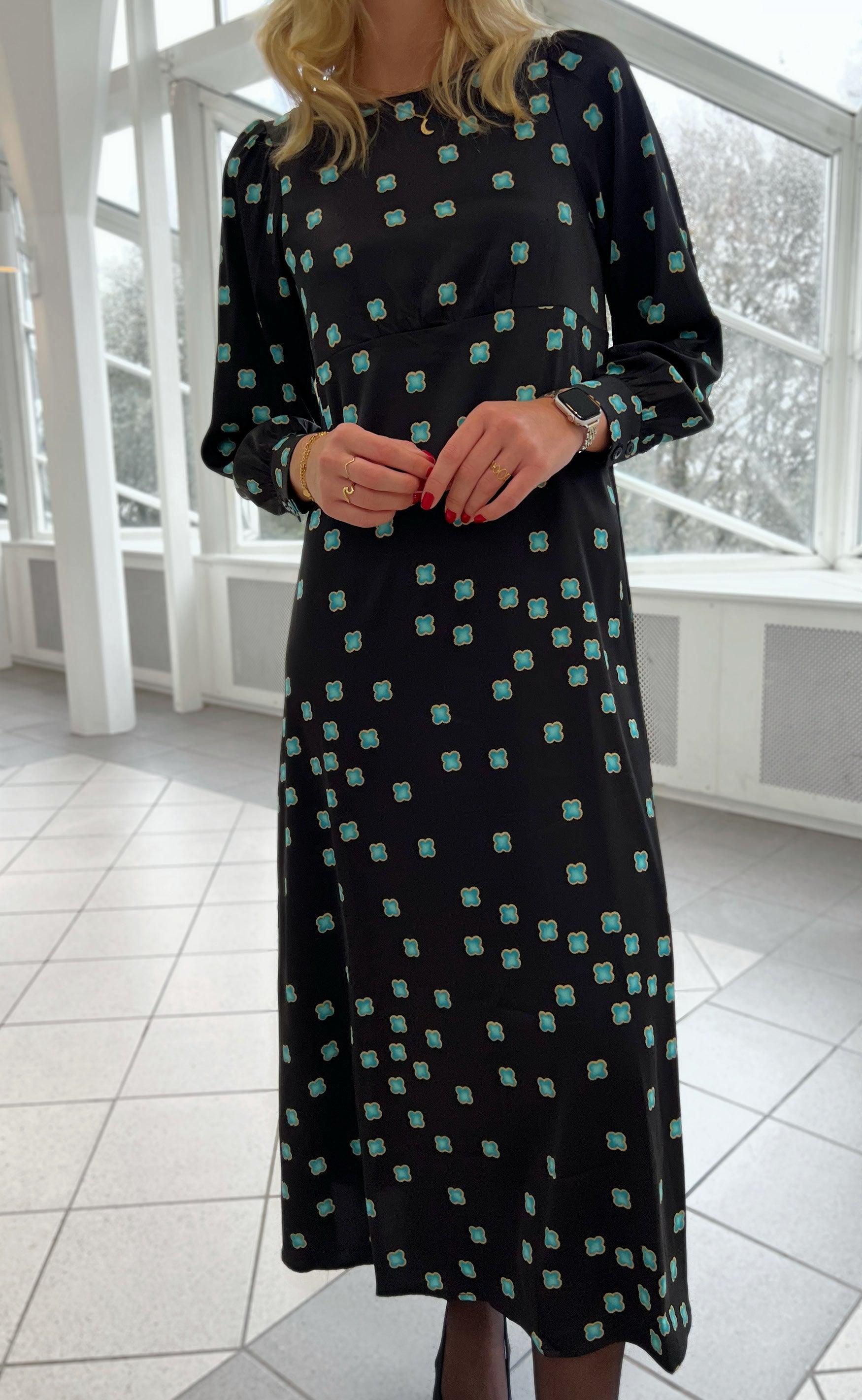 Say INA Copenhagen Kjole - Nova - Black/Turquoise Print