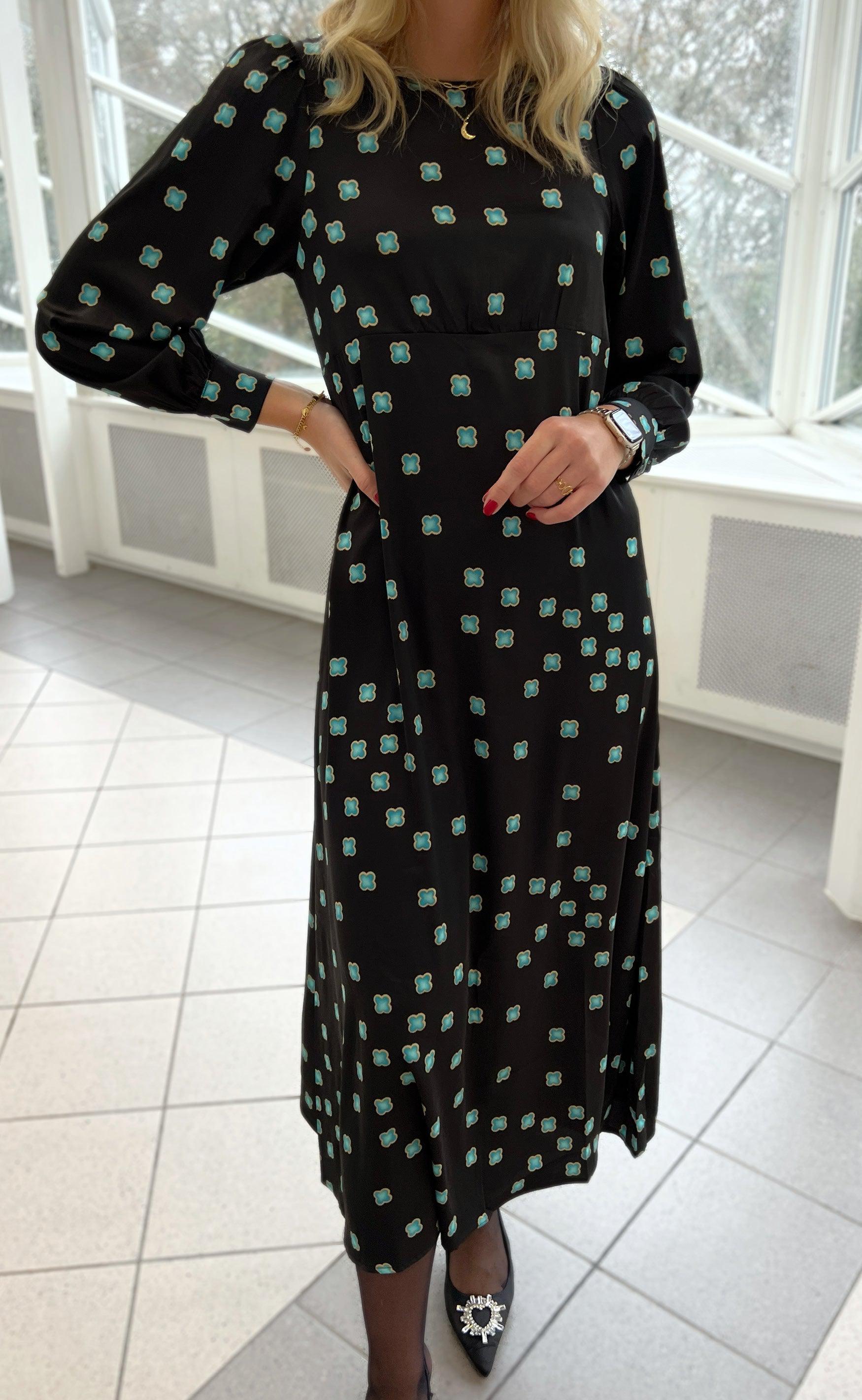Say INA Copenhagen Kjole - Nova - Black/Turquoise Print
