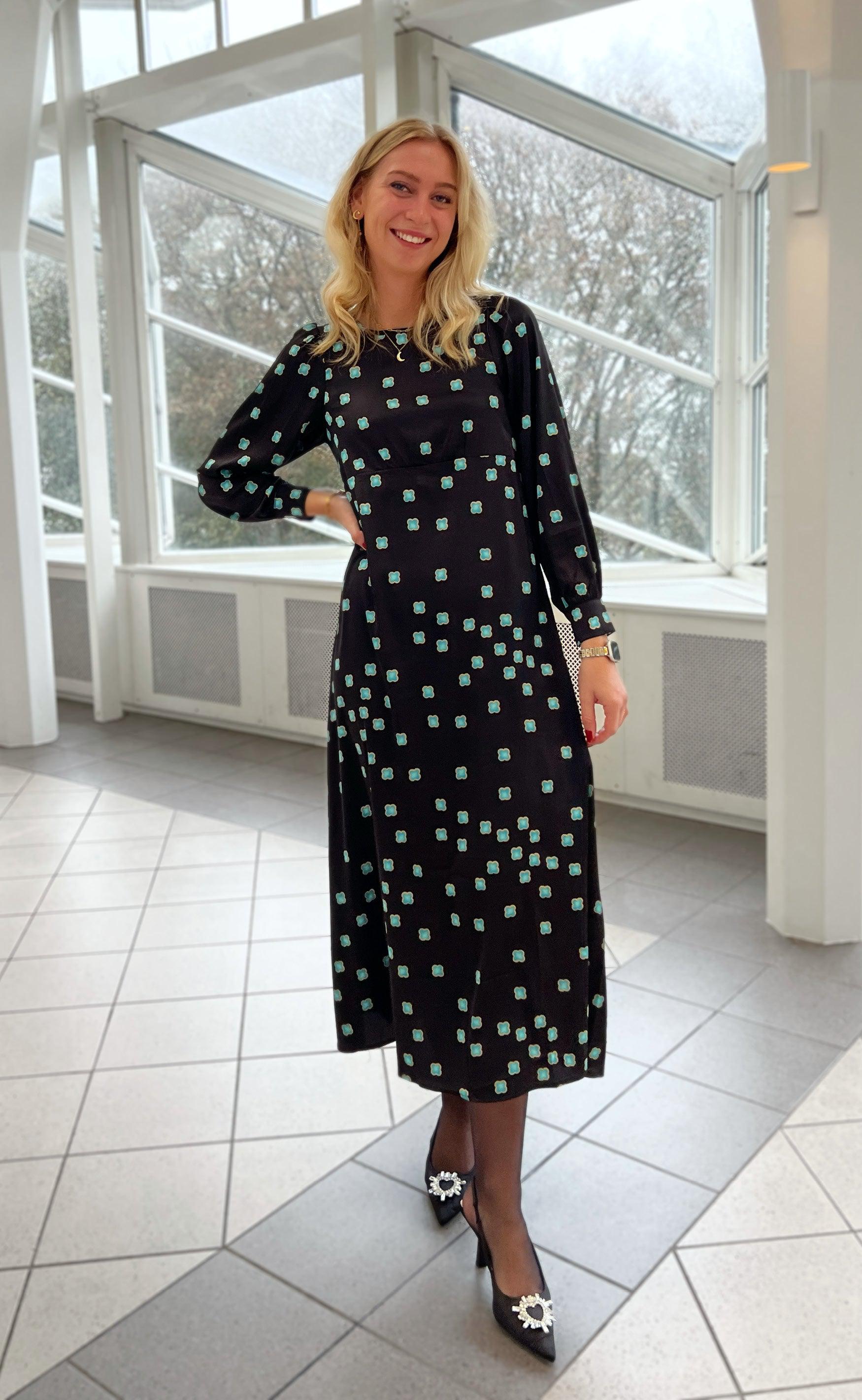 Say INA Copenhagen Kjole - Nova - Black/Turquoise Print