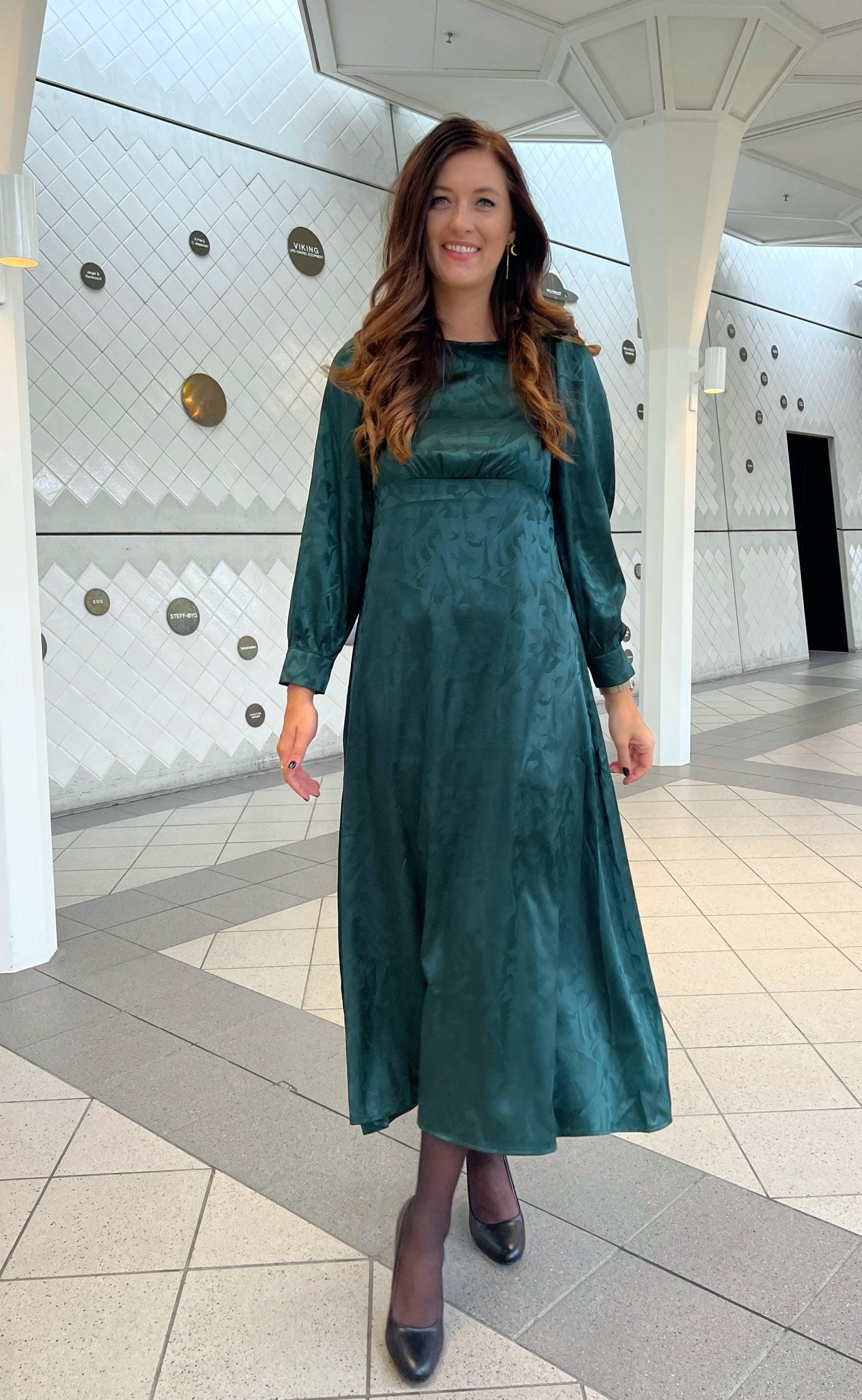 Say INA Copenhagen Kjole - Nova - Petrol Green Flower