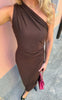 Say INA Copenhagen Kjole - Odine One Shoulder - Dark Brown Mesh