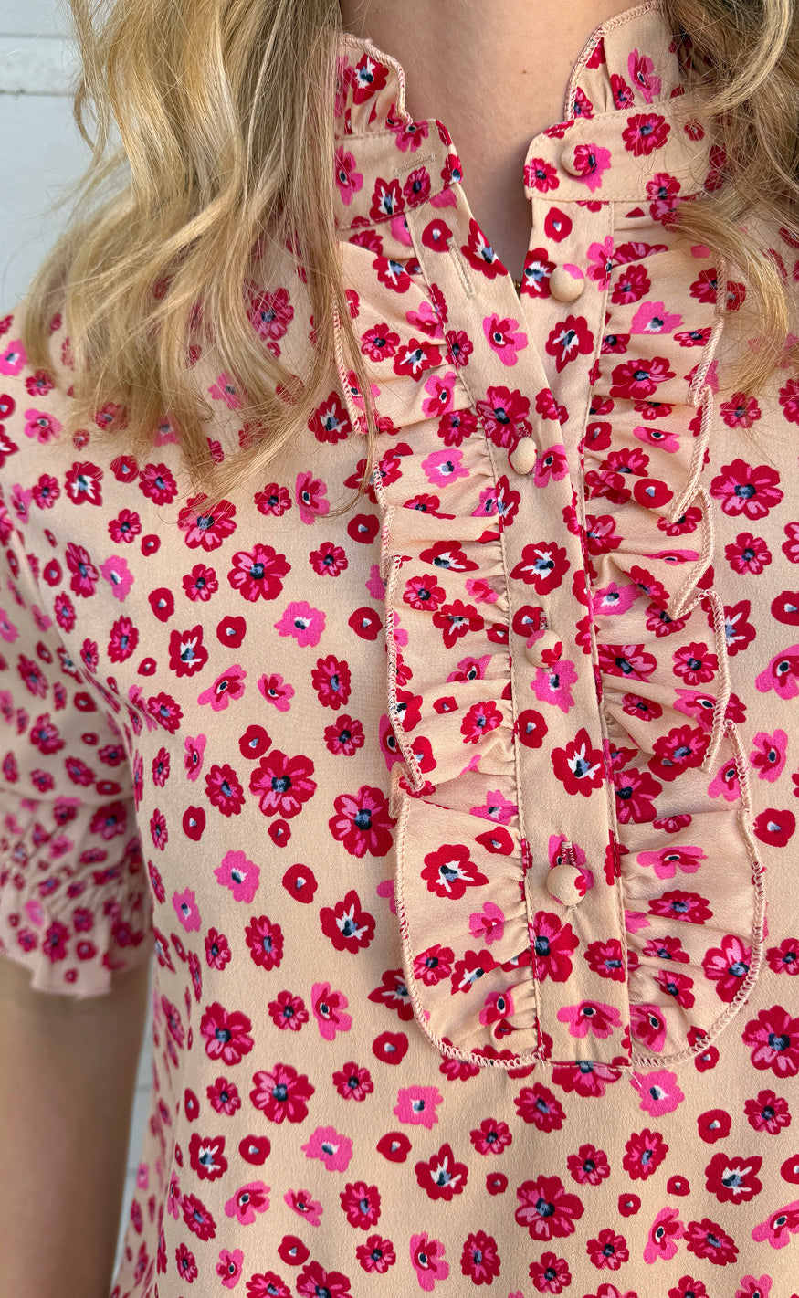 Say INA Copenhagen Kjole - Philine - Pink / Red Flowers