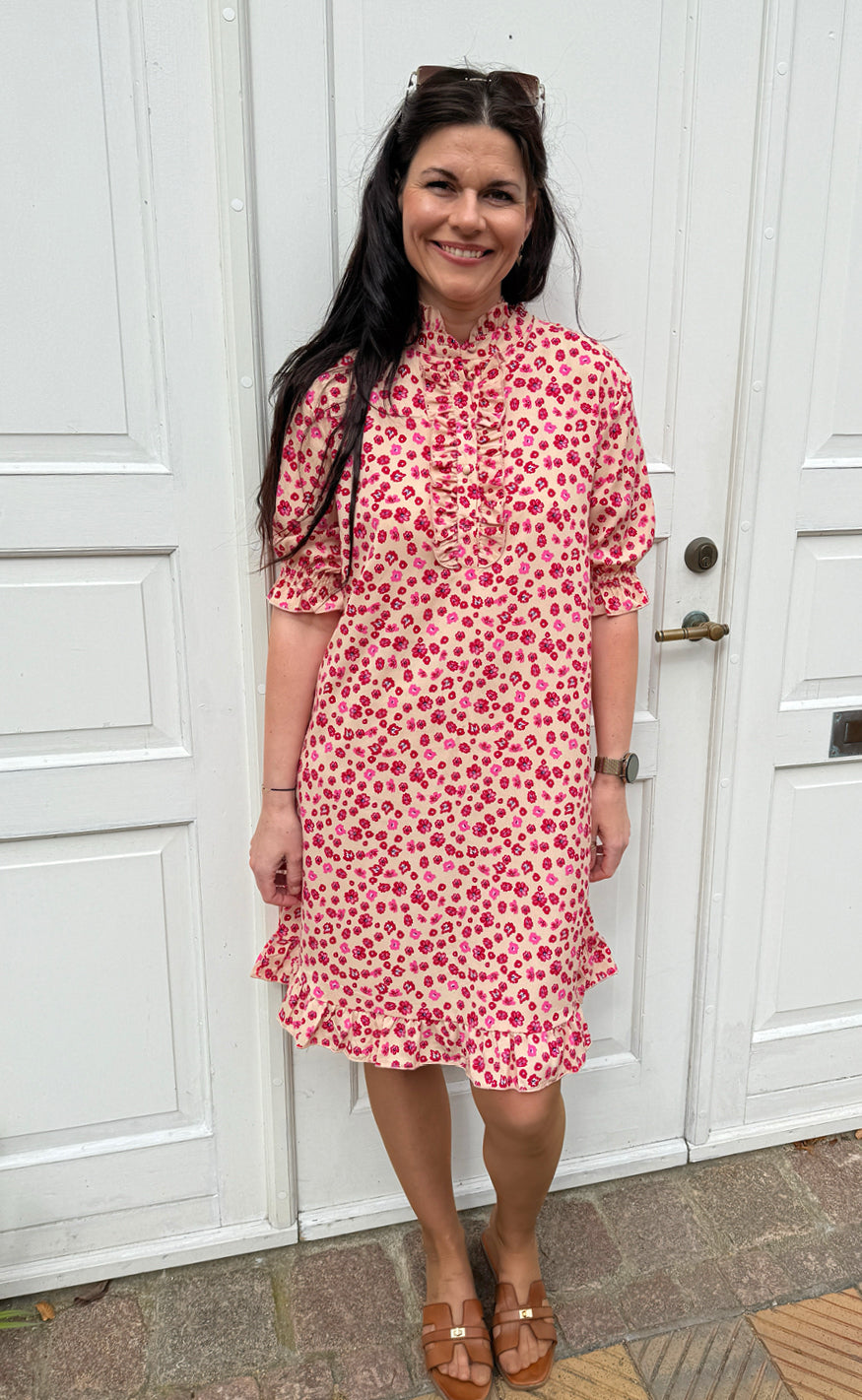 Say INA Copenhagen Kjole - Philine - Pink / Red Flowers