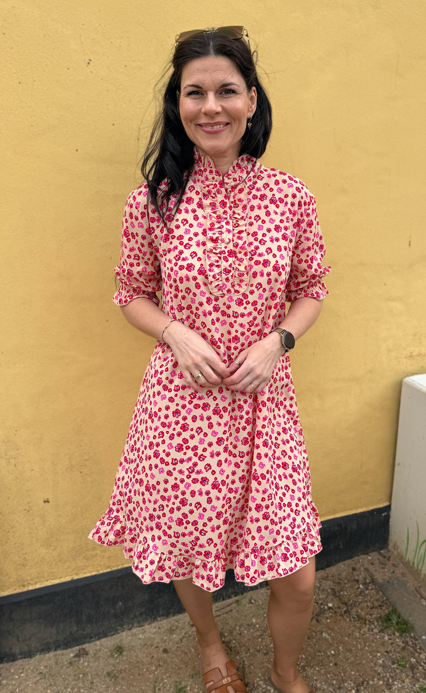 Say INA Copenhagen Kjole - Philine - Pink / Red Flowers