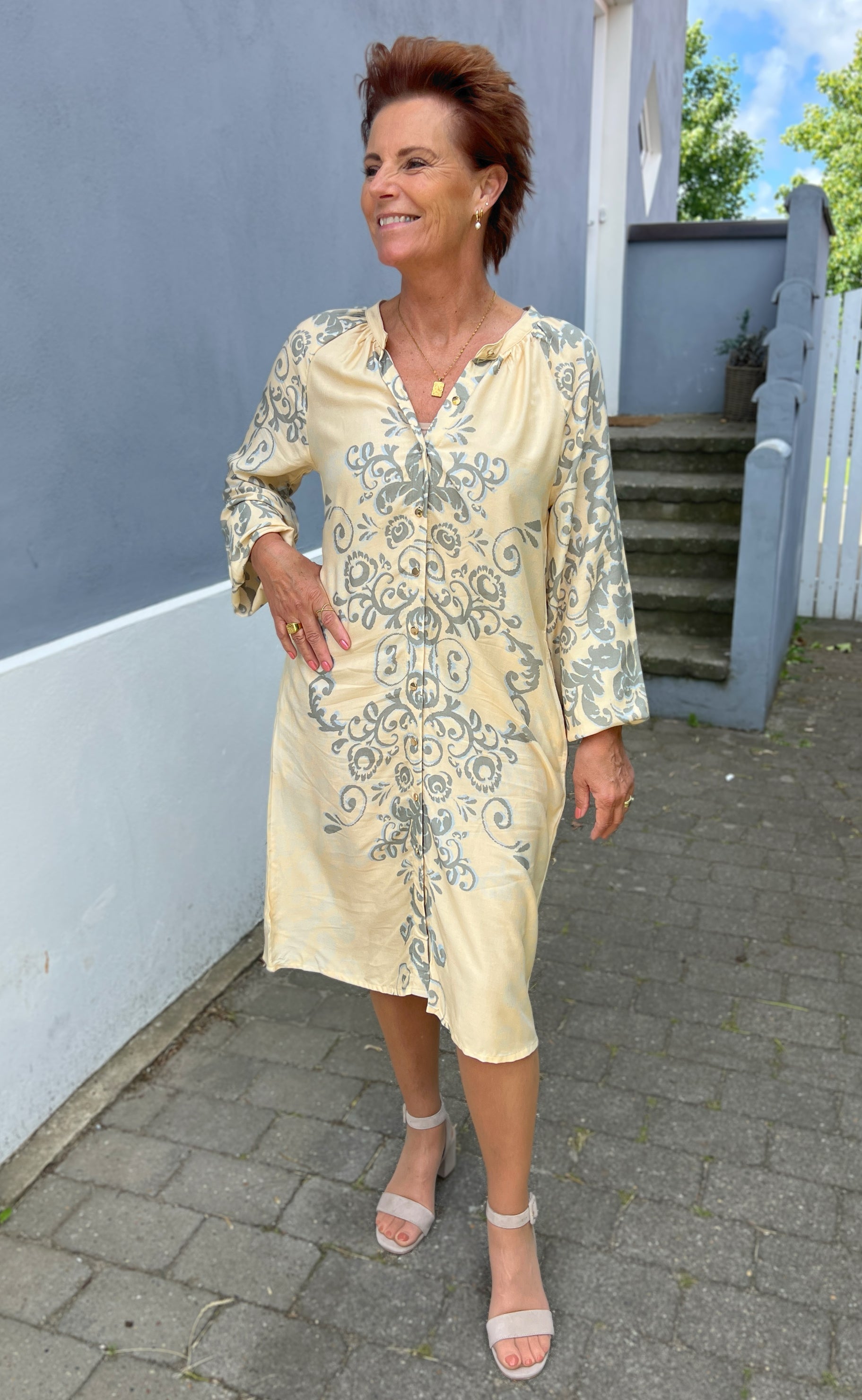 Say INA Copenhagen Kjole - Rita - Creme / Grey Paisley