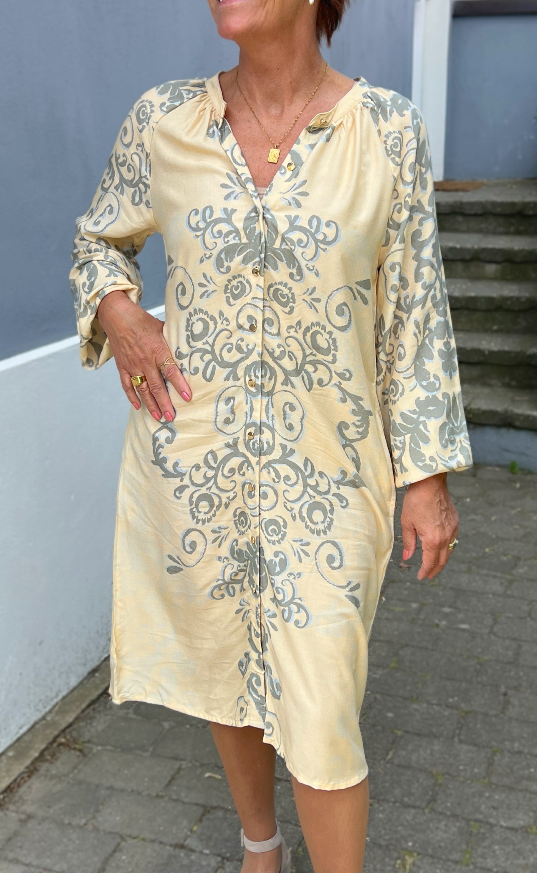 Say INA Copenhagen Kjole - Rita - Creme / Grey Paisley
