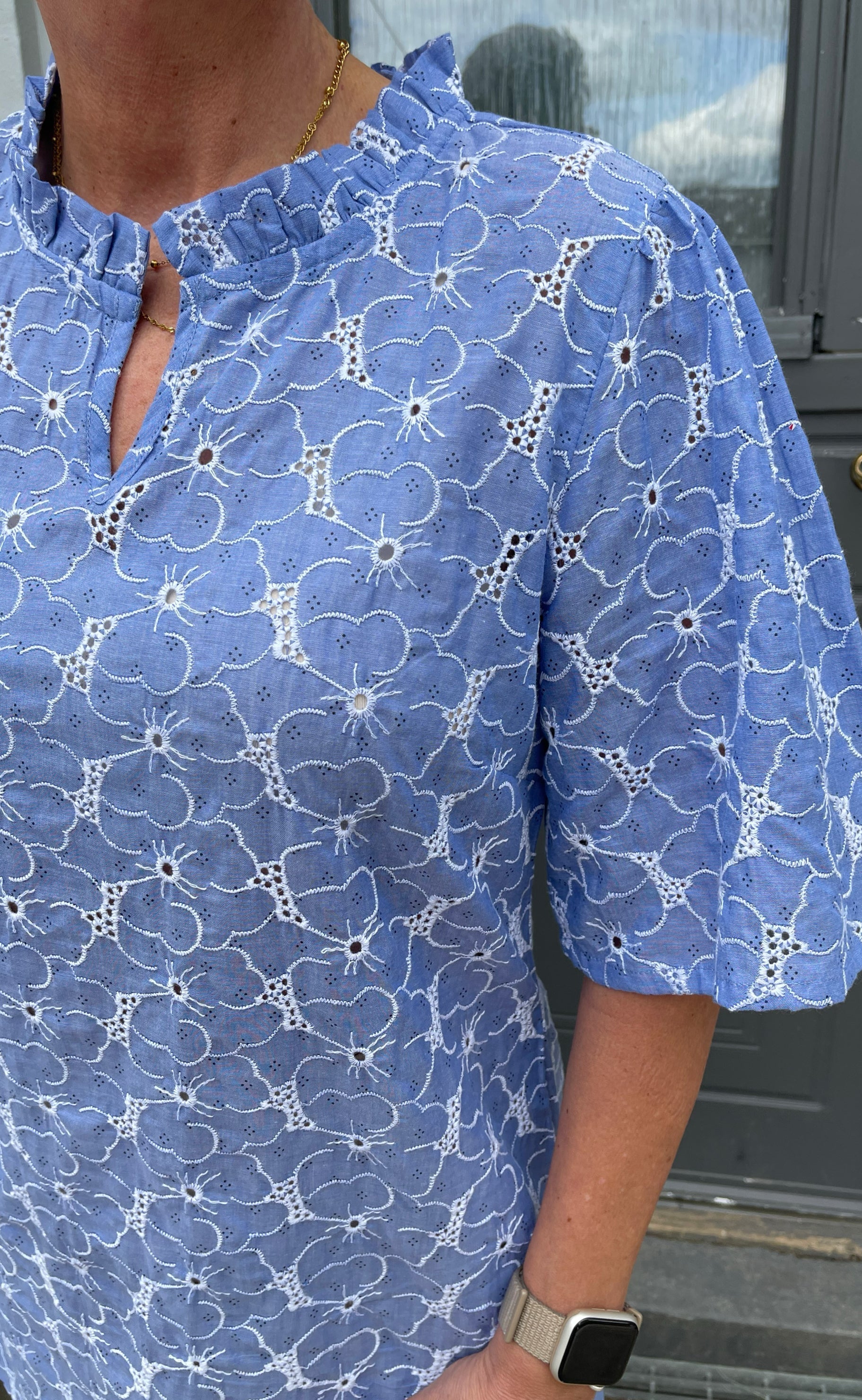 Say INA Copenhagen Kjole - Salina - Blue Embroidery Flower