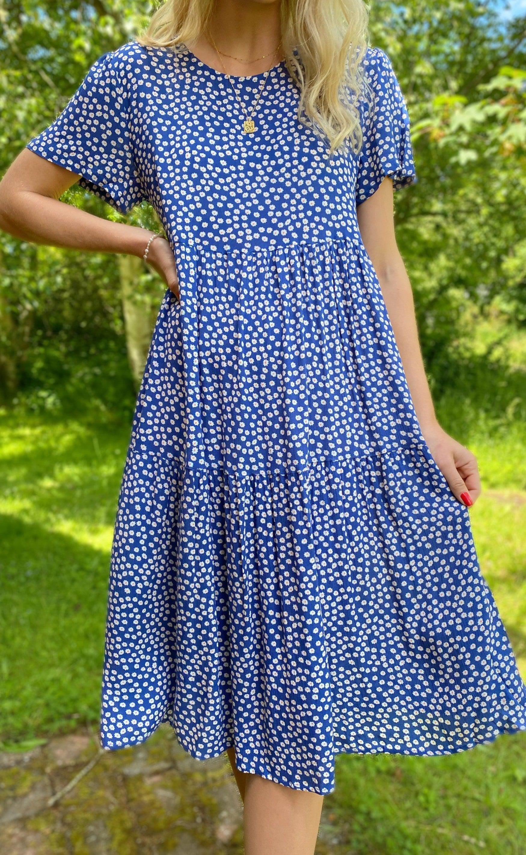 Say INA Copenhagen Kjole - Selma - Blue Flower
