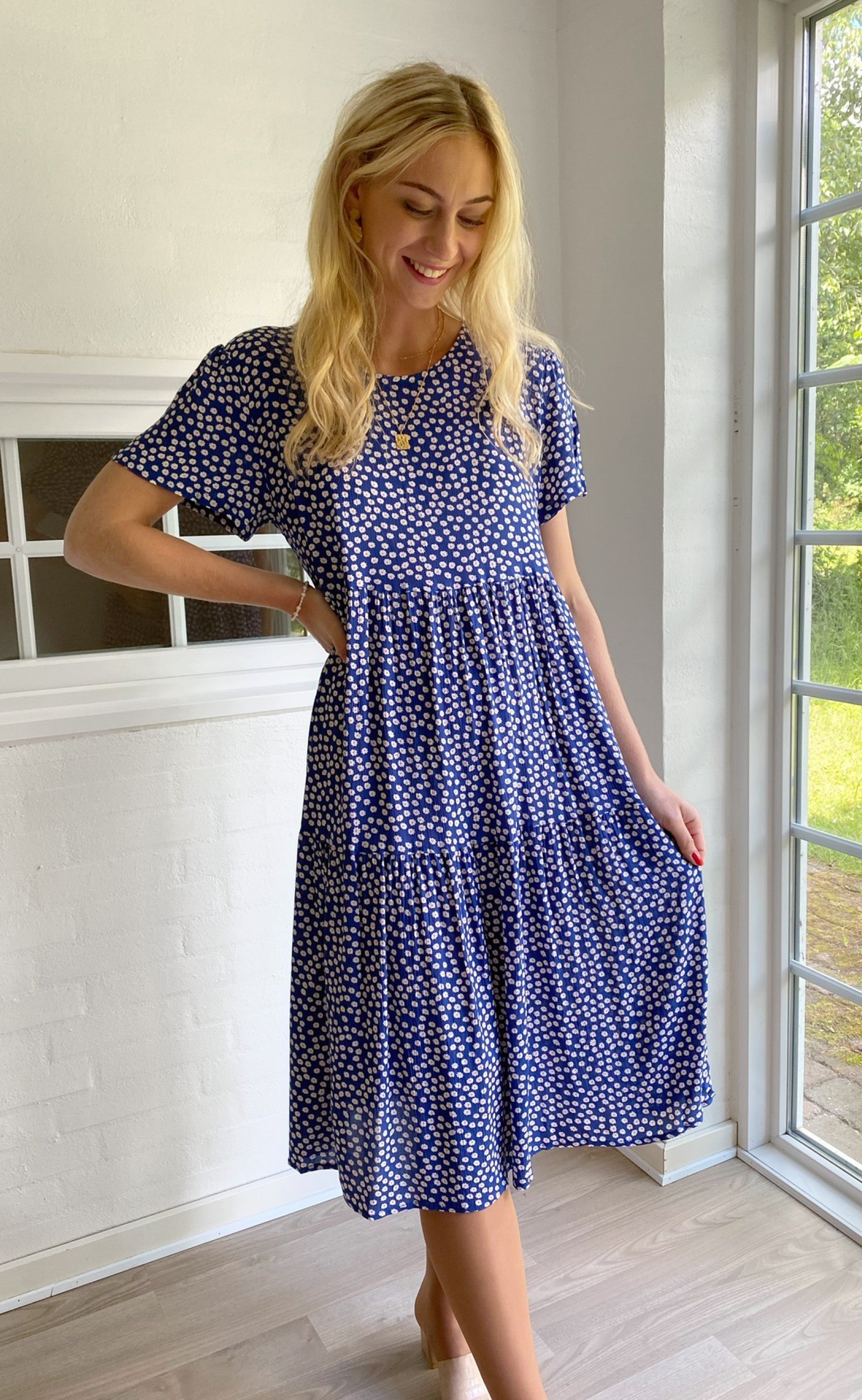 Say INA Copenhagen Kjole - Selma - Blue Flower