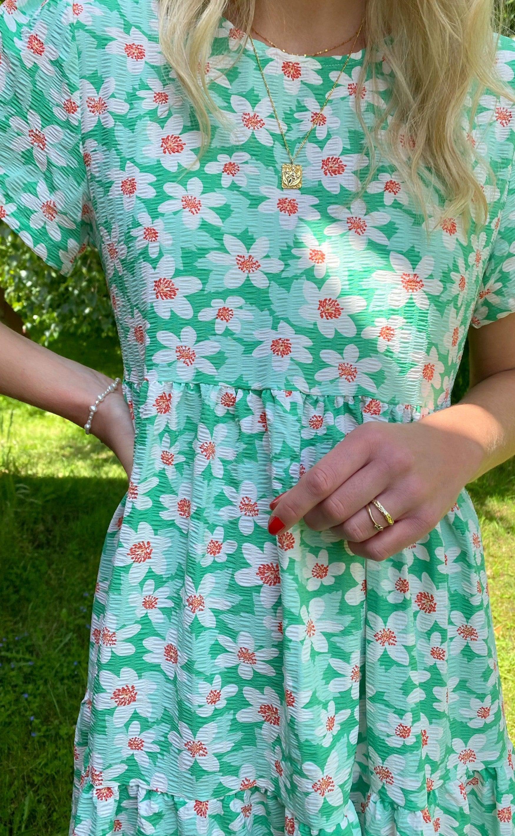Say INA Copenhagen Kjole - Selma - Green Flower