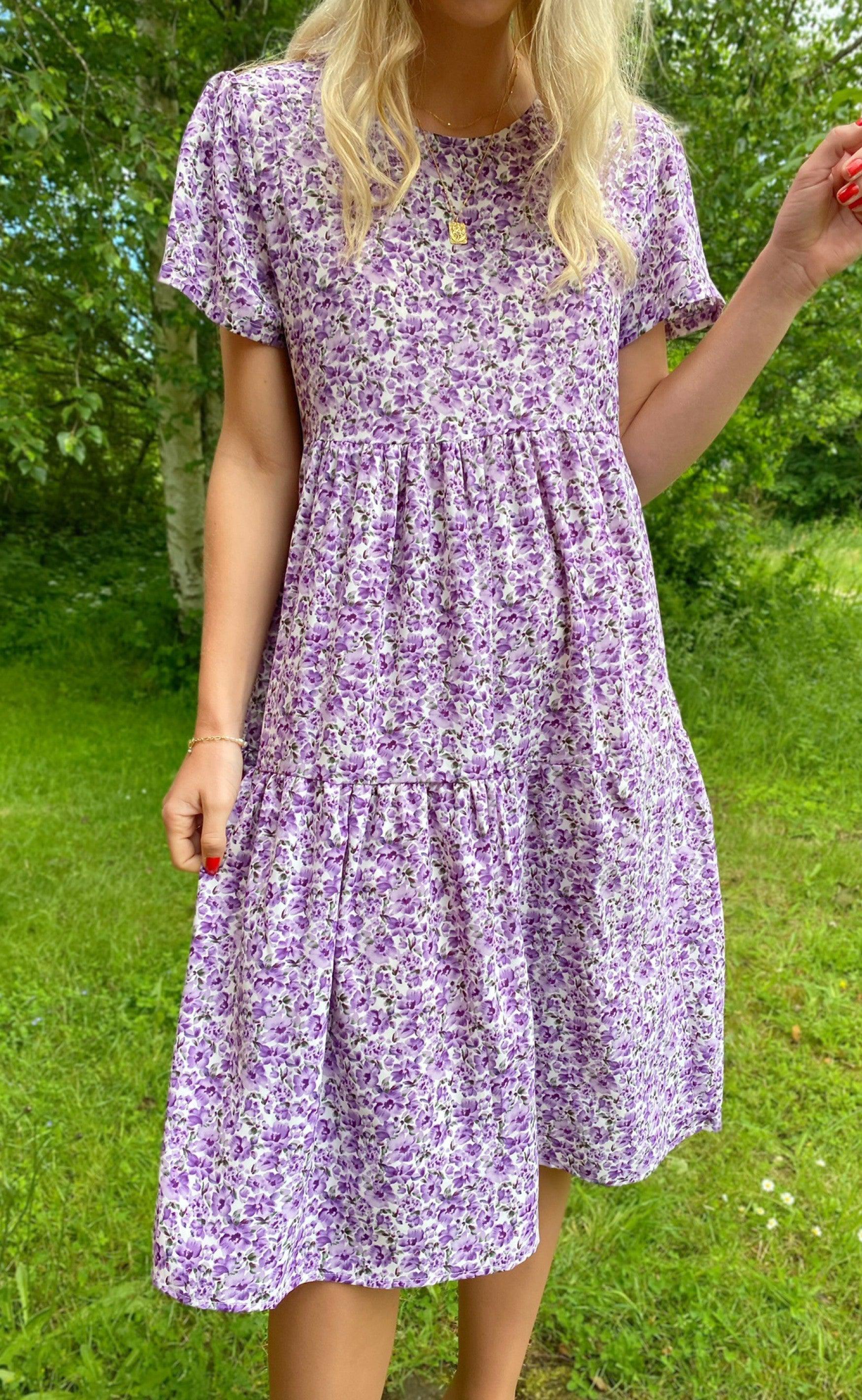 Say INA Copenhagen Kjole - Selma - Purple Flower