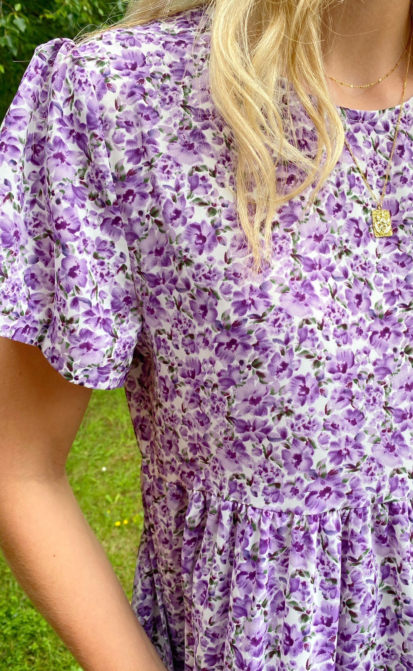 Say INA Copenhagen Kjole - Selma - Purple Flower