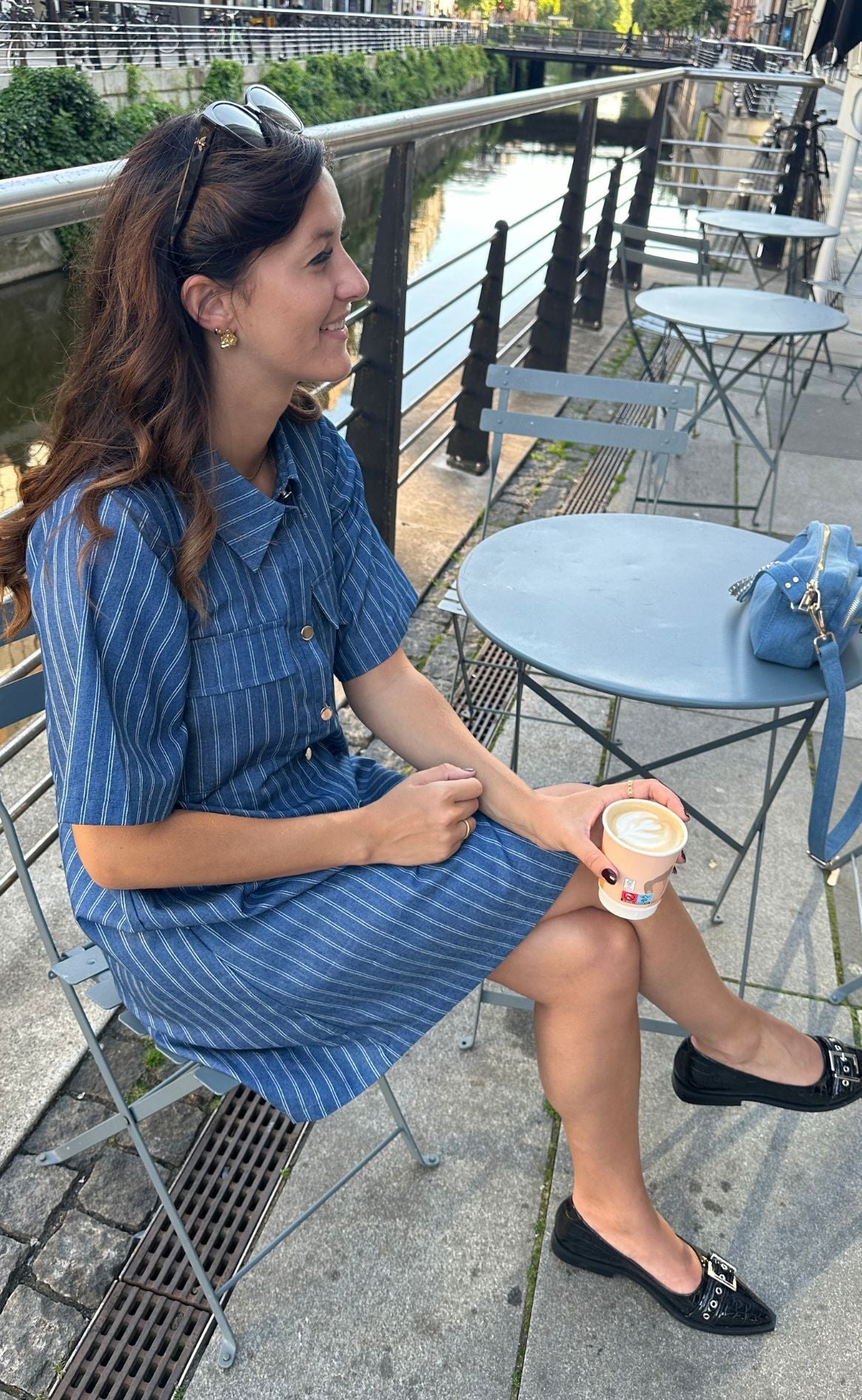 Say INA Copenhagen Kjole - Sif - Denim Blue Pinstripe