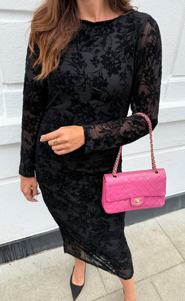 Say INA Copenhagen Kjole - Sophia LS - Black Flower