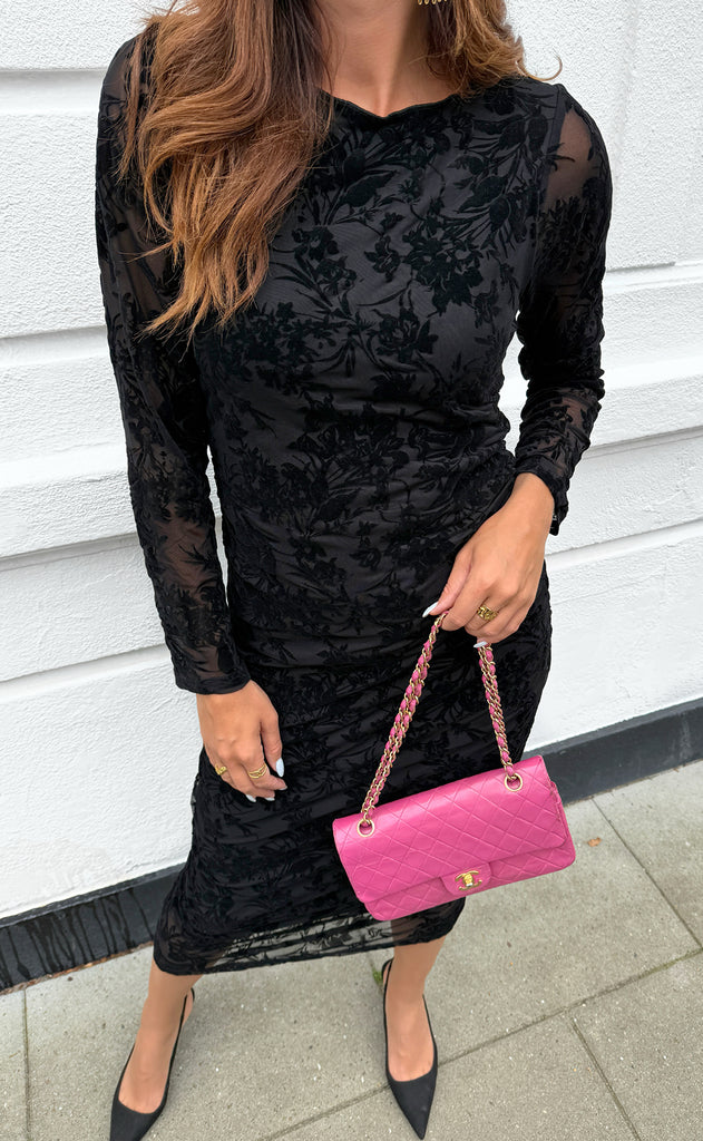 Say INA Copenhagen Kjole - Sophia LS - Black Flower