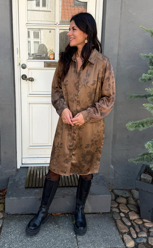 Say INA Copenhagen Kjole - Tanja - Brown Flowers