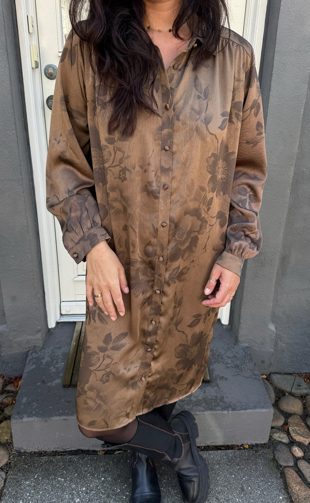 Say INA Copenhagen Kjole - Tanja - Brown Flowers