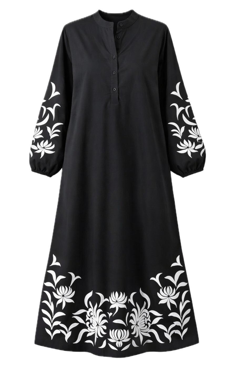Say INA Copenhagen Kjole - Tilde Long - Black W. Embroidery