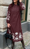 Say INA Copenhagen Kjole - Tilde Long - Burgundy Red W. Embroidery