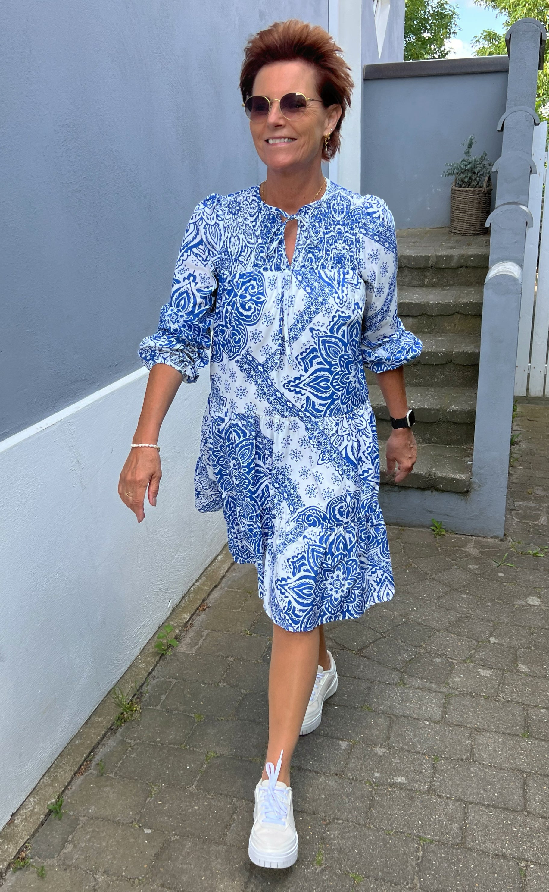 Say INA Copenhagen Kjole - Vanessa - White / Blue Paisley