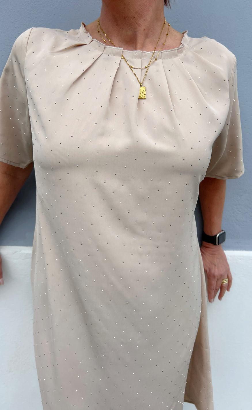 Say INA Copenhagen Kjole - Vicky Rhinestone - Beige
