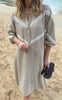 Say INA Copenhagen Kjole - Viola - Camel / Black Striped