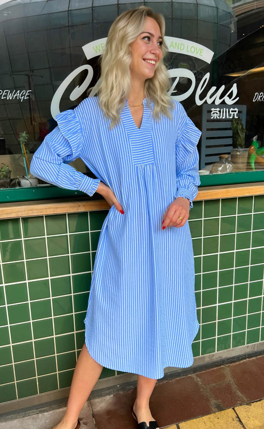 Say INA Copenhagen Kjole - Wilja - Blue Striped