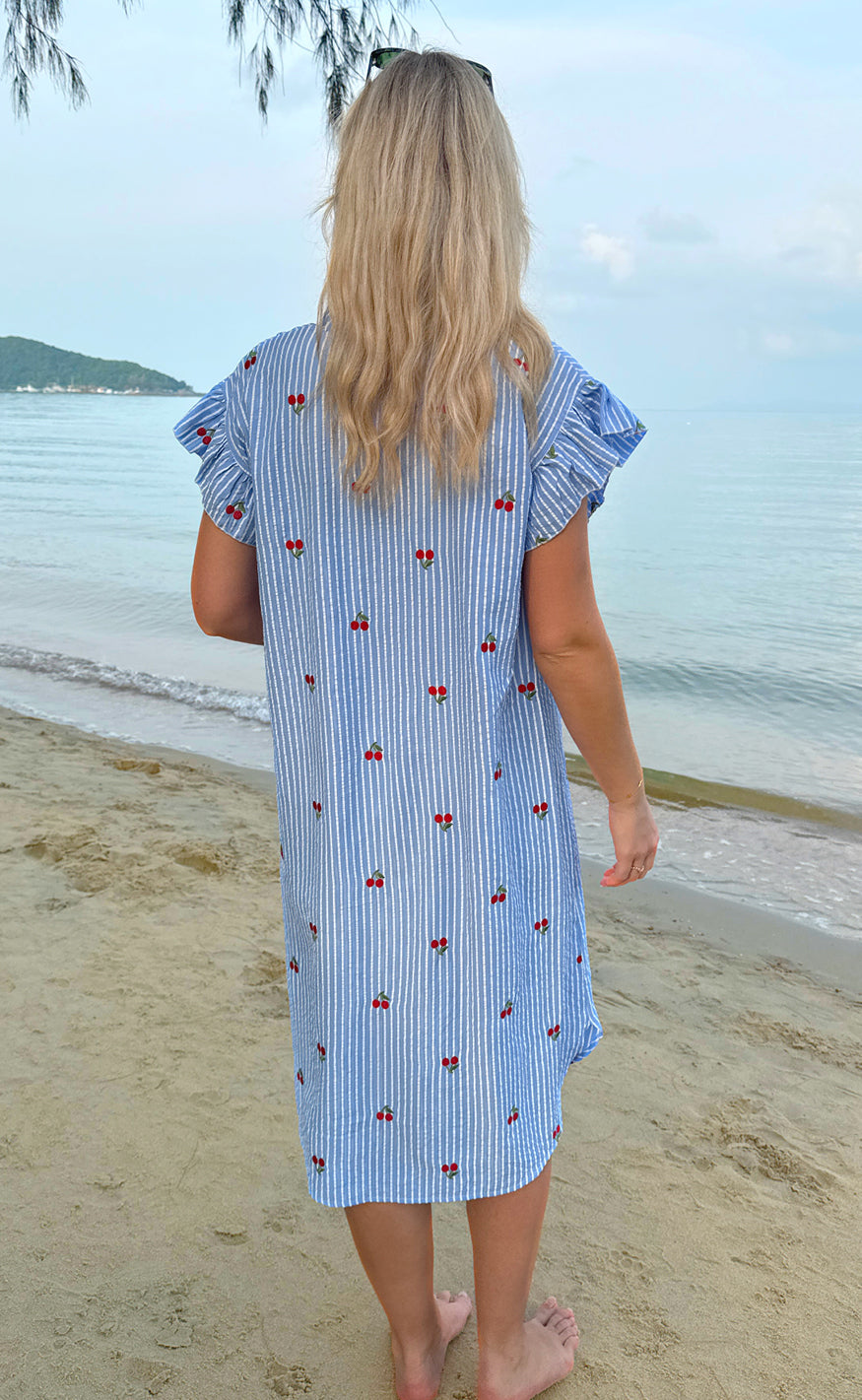 Say INA Copenhagen Kjole - Winnie - Blue Striped W. Cherries