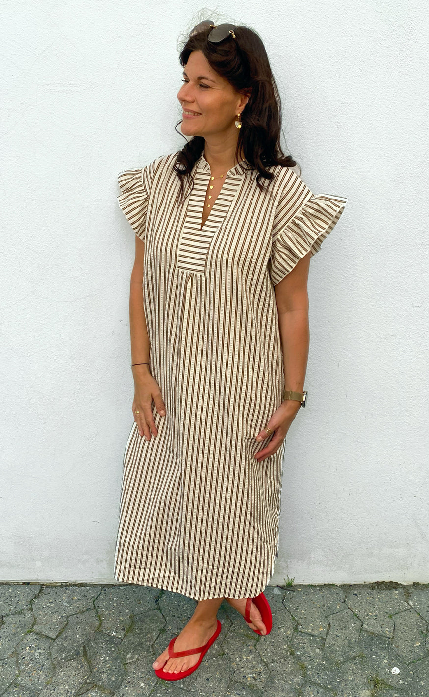Say INA Copenhagen Kjole - Winnie - White / Brown Striped