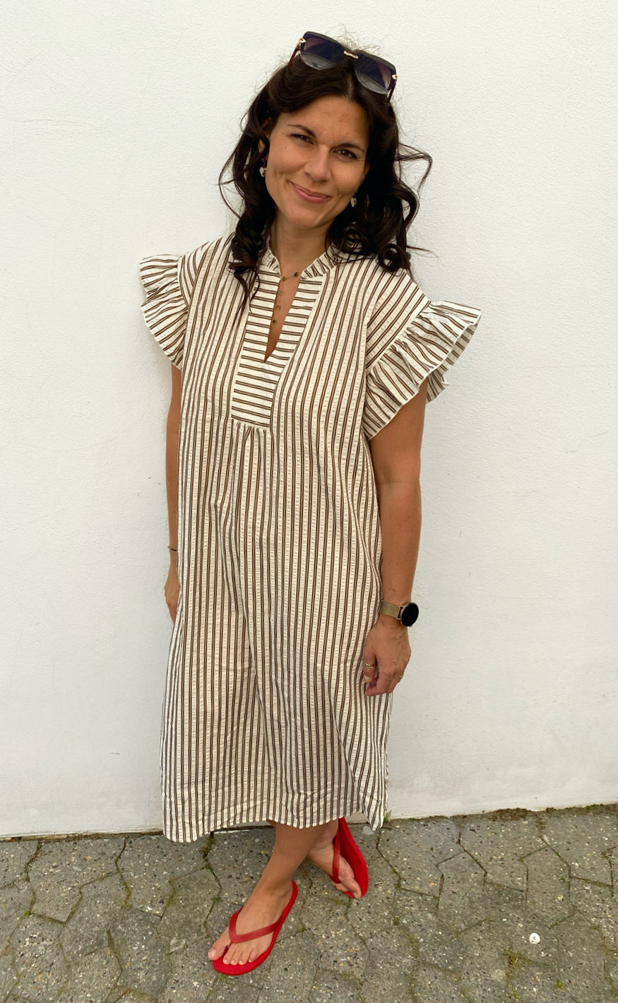 Say INA Copenhagen Kjole - Winnie - White / Brown Striped