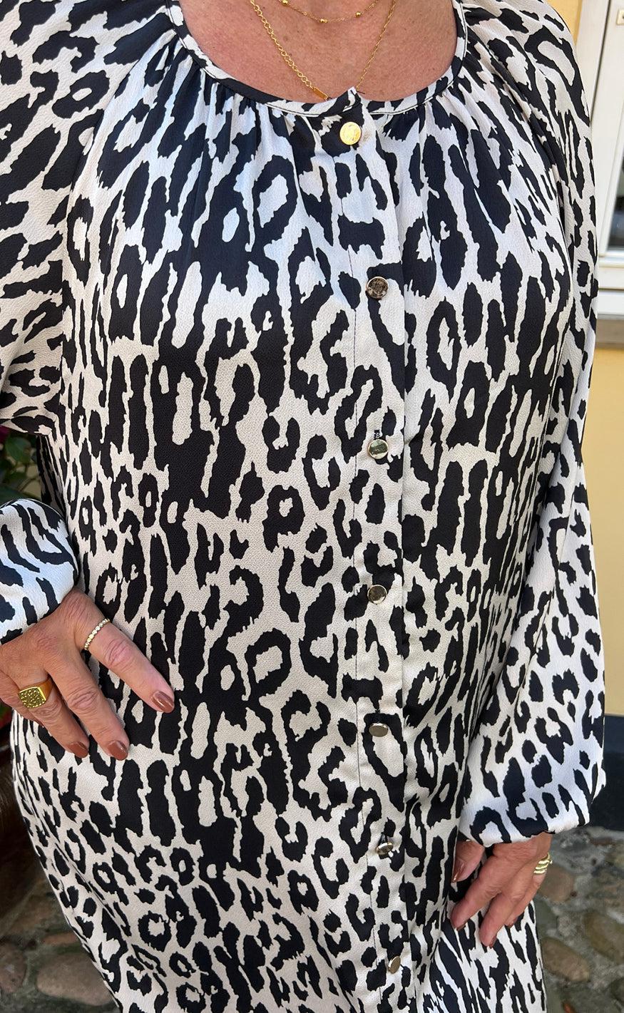 Say INA Copenhagen Kjole - Zanna - White / Black Leopard