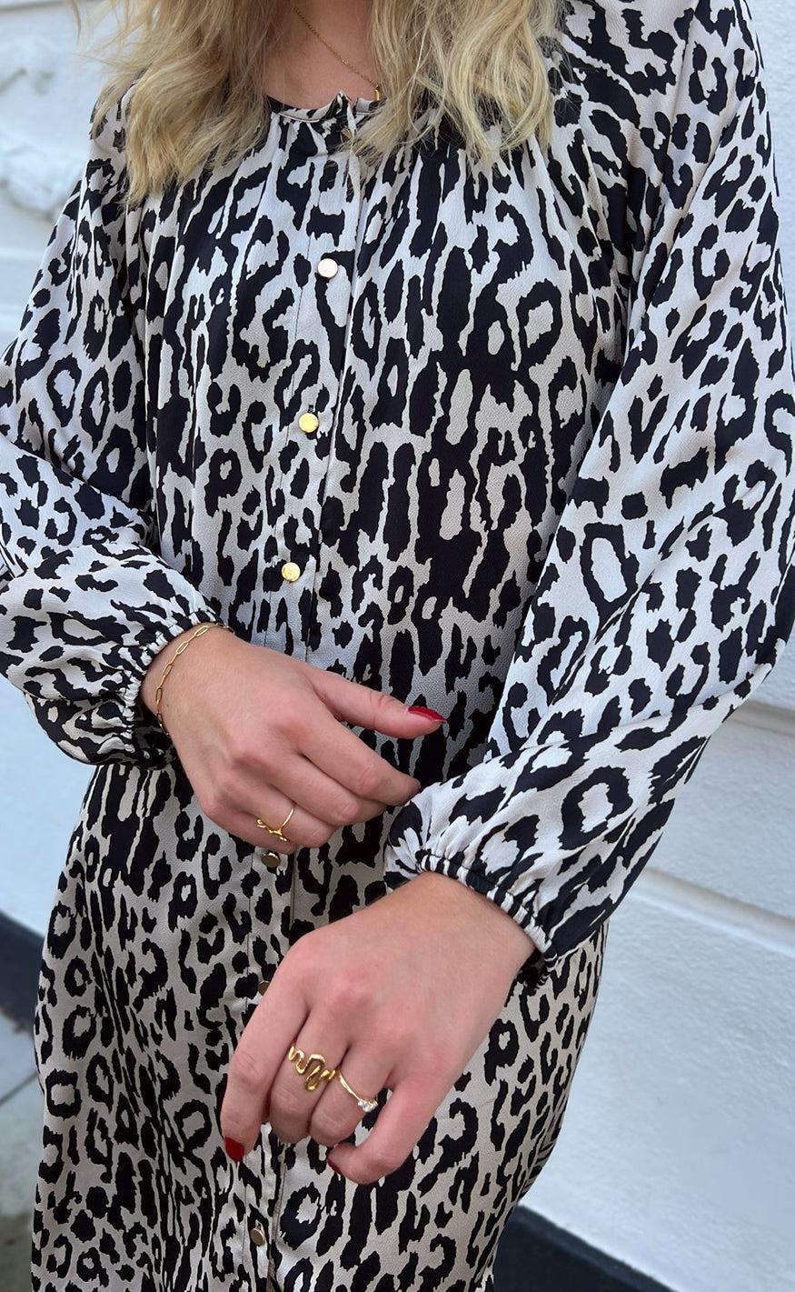 Say INA Copenhagen Kjole - Zanna - White / Black Leopard
