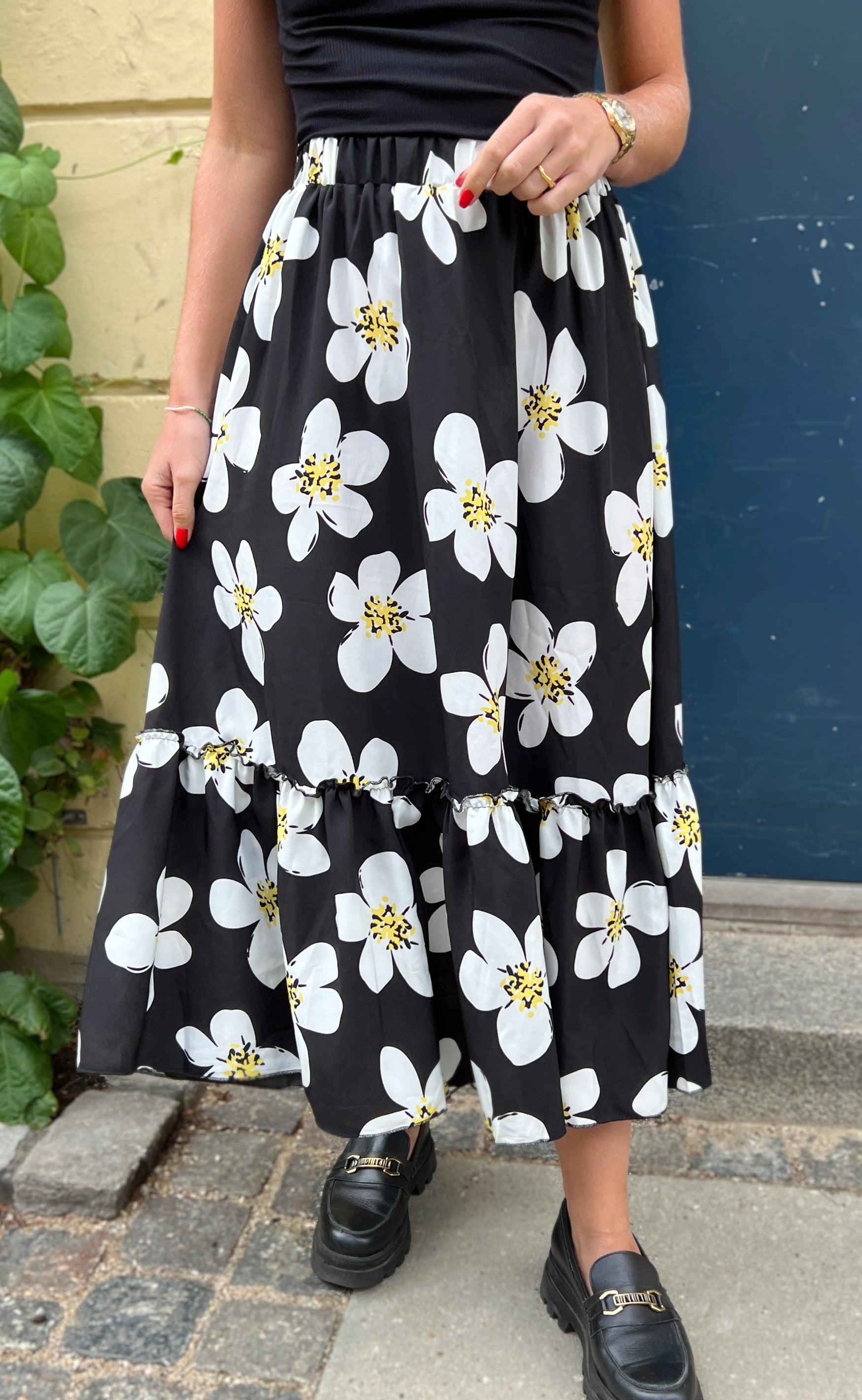 Say INA Copenhagen Nederdel - Hanna - Black/White Flower