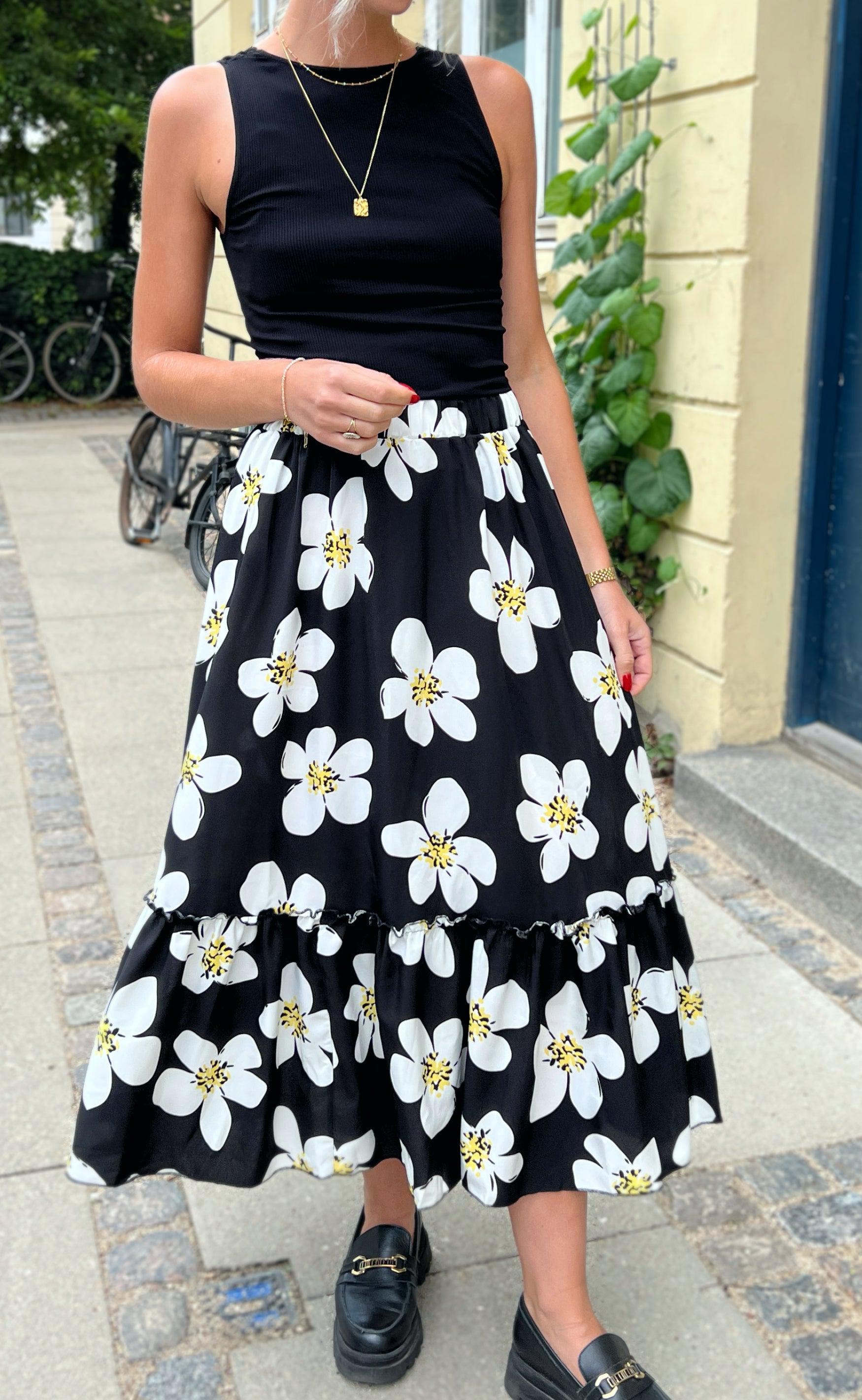 Say INA Copenhagen Nederdel - Hanna - Black/White Flower