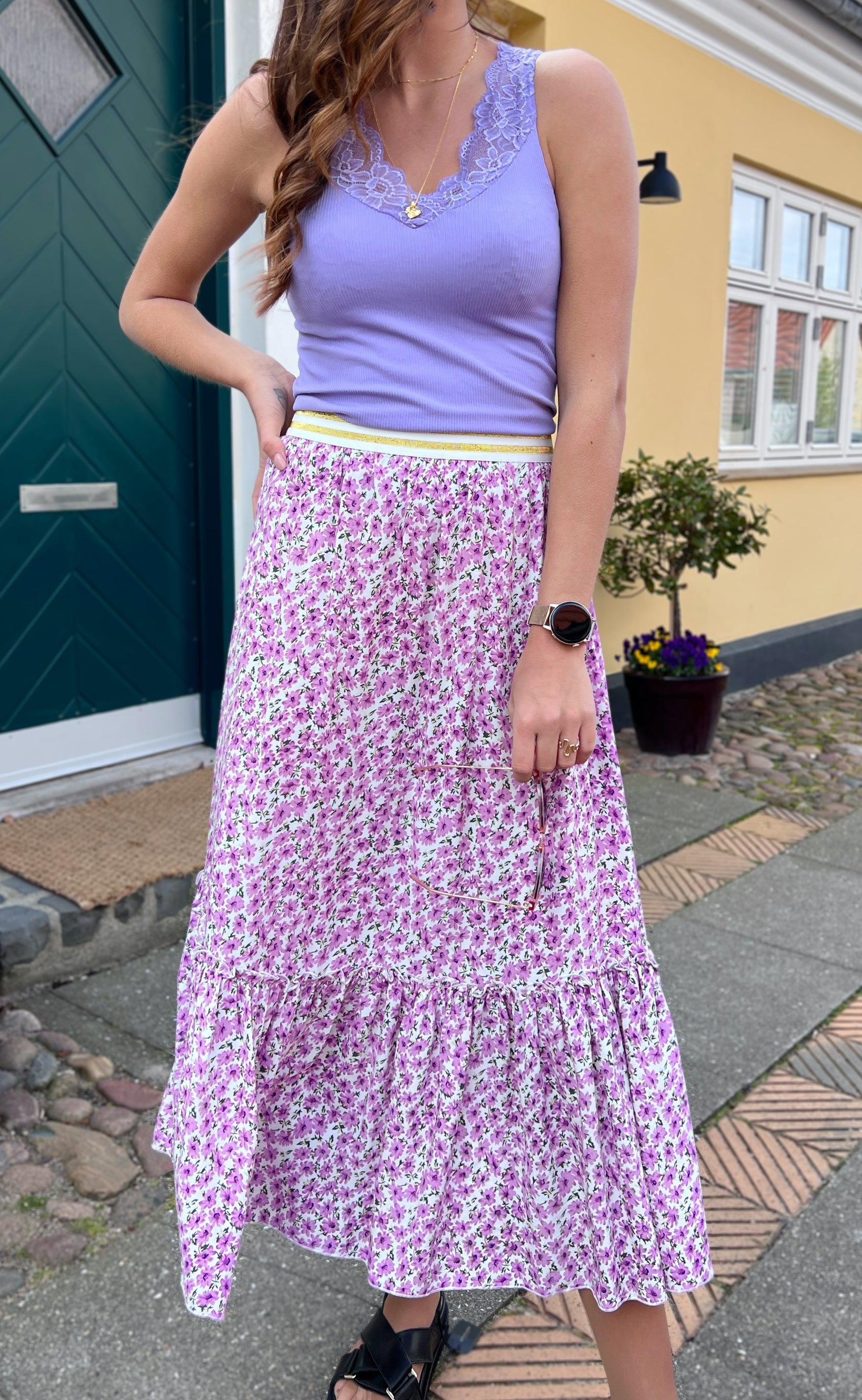 Say INA Copenhagen Nederdel - Hanna - Purple Flower