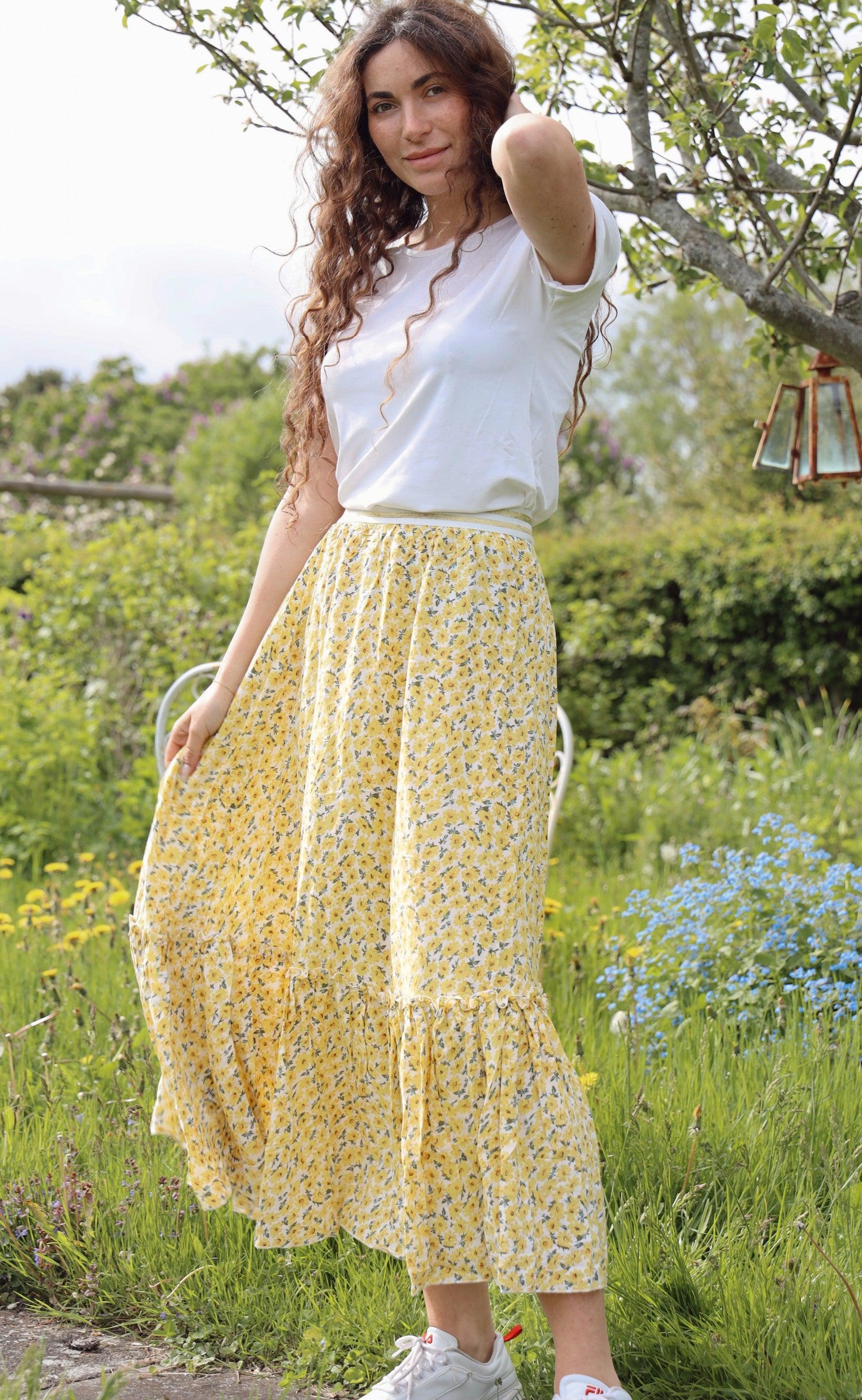 Say INA Copenhagen Nederdel - Hanna - Yellow Flower