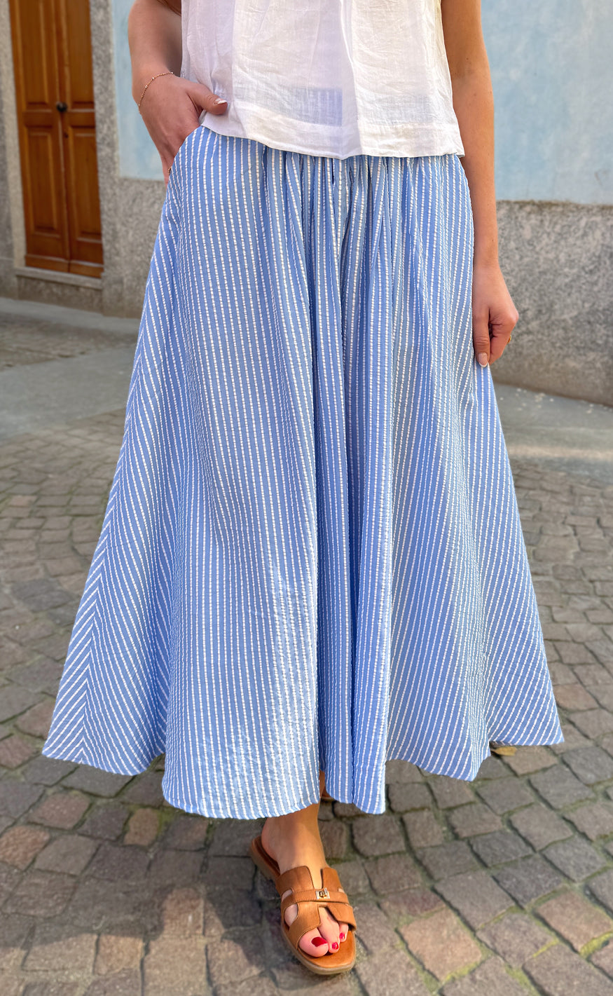 Say INA Copenhagen Nederdel - Lucia - Blue Striped