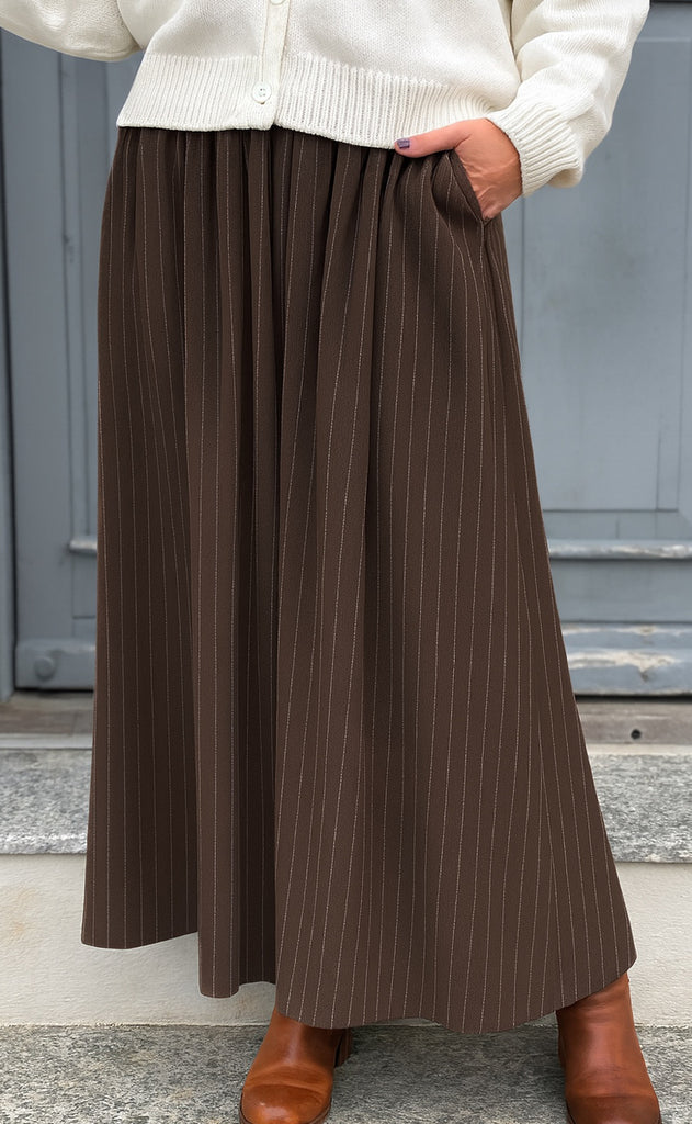 Say INA Copenhagen Nederdel - Lucia - Dark Brown W. Pinstripe