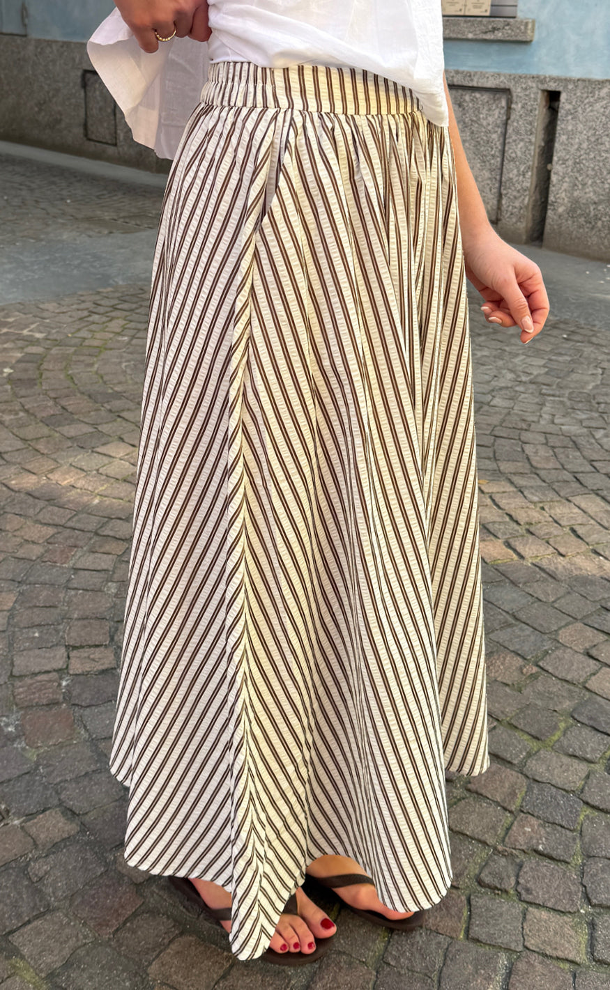 Say INA Copenhagen Nederdel - Lucia - White / Brown Striped