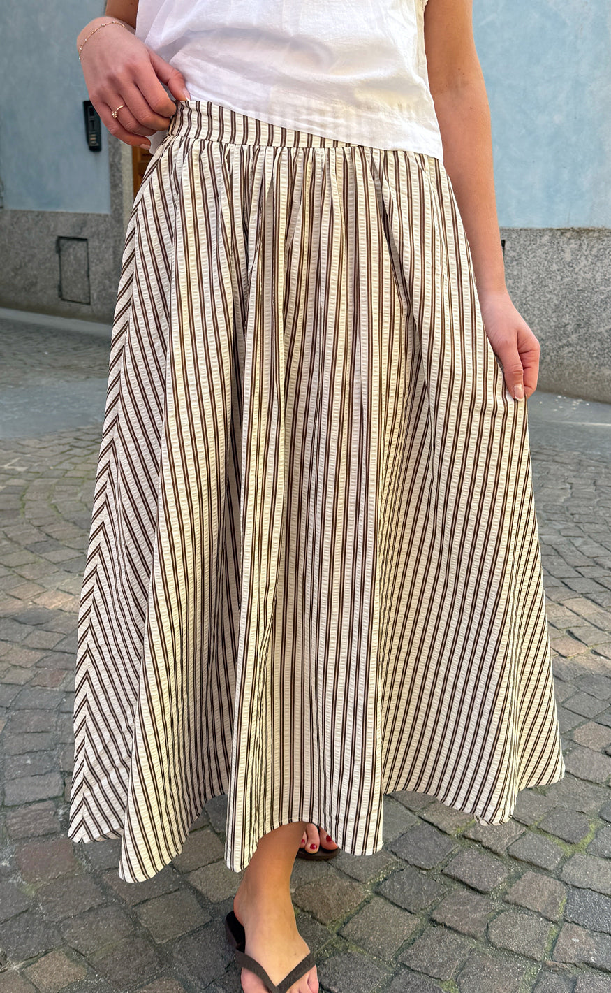 Say INA Copenhagen Nederdel - Lucia - White / Brown Striped