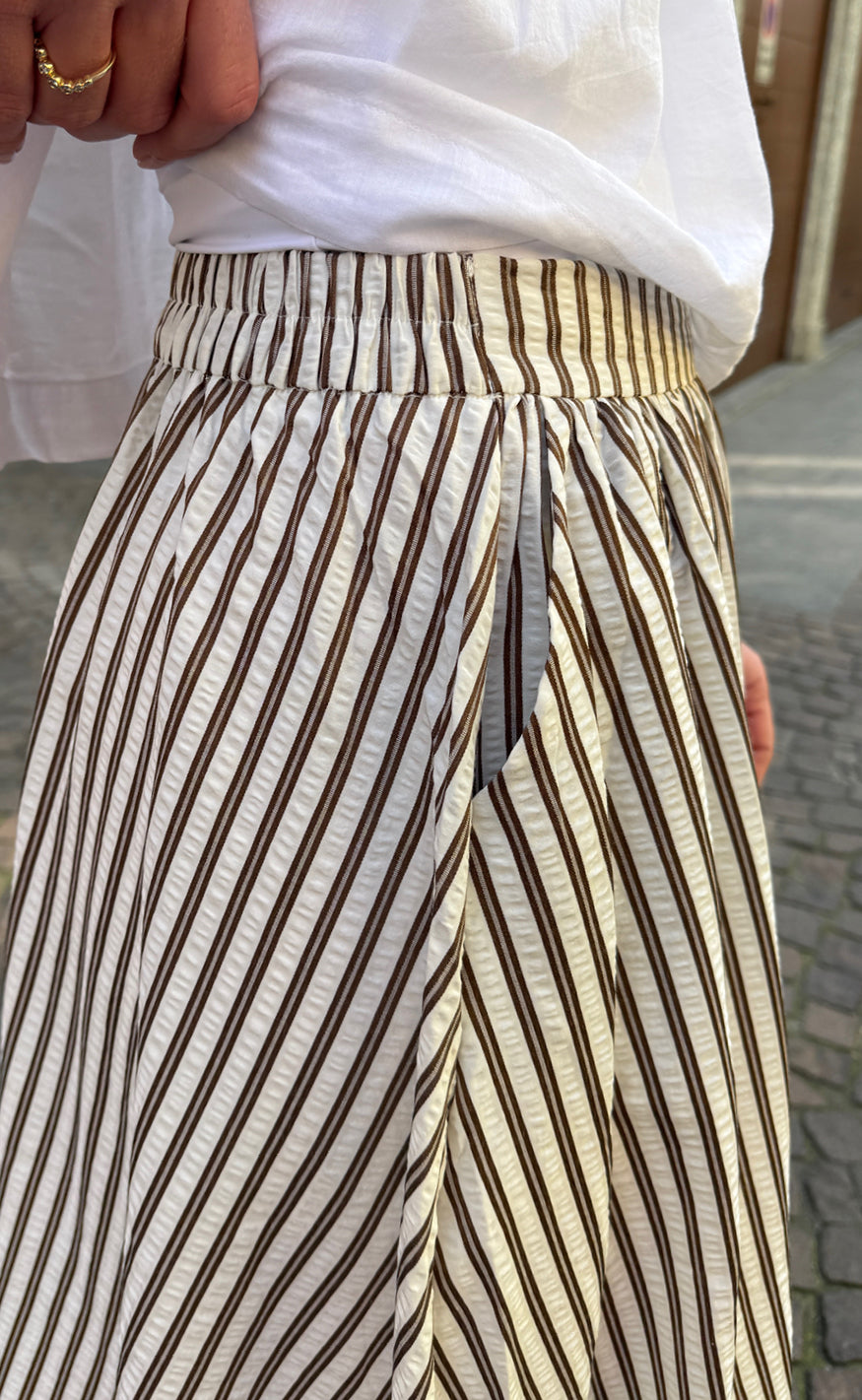 Say INA Copenhagen Nederdel - Lucia - White / Brown Striped