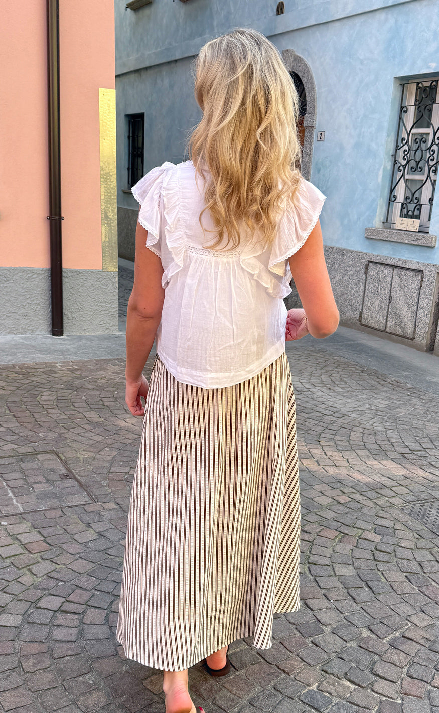 Say INA Copenhagen Nederdel - Lucia - White / Brown Striped
