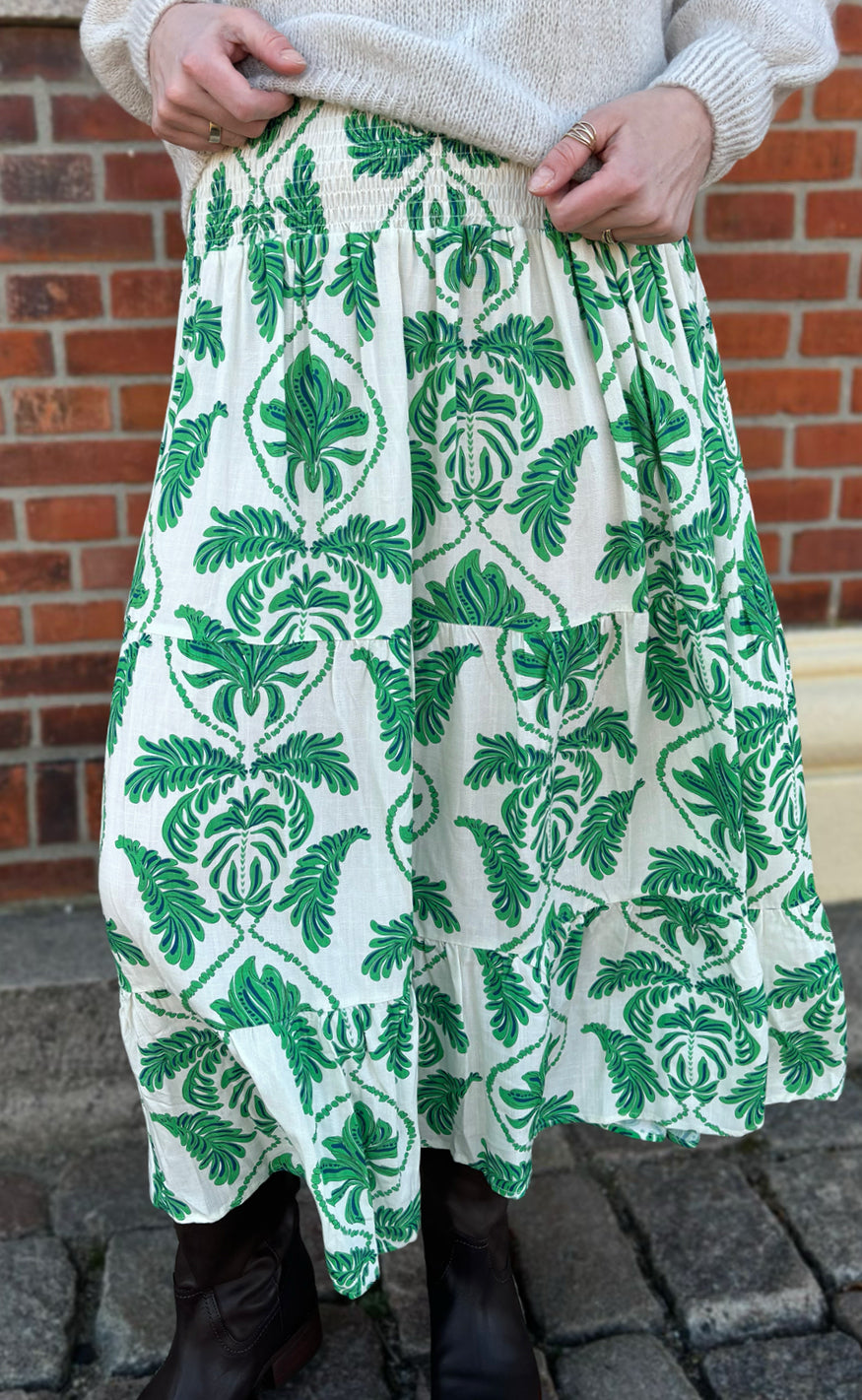 Say INA Copenhagen Nederdel - Malina - White / Green Paisley