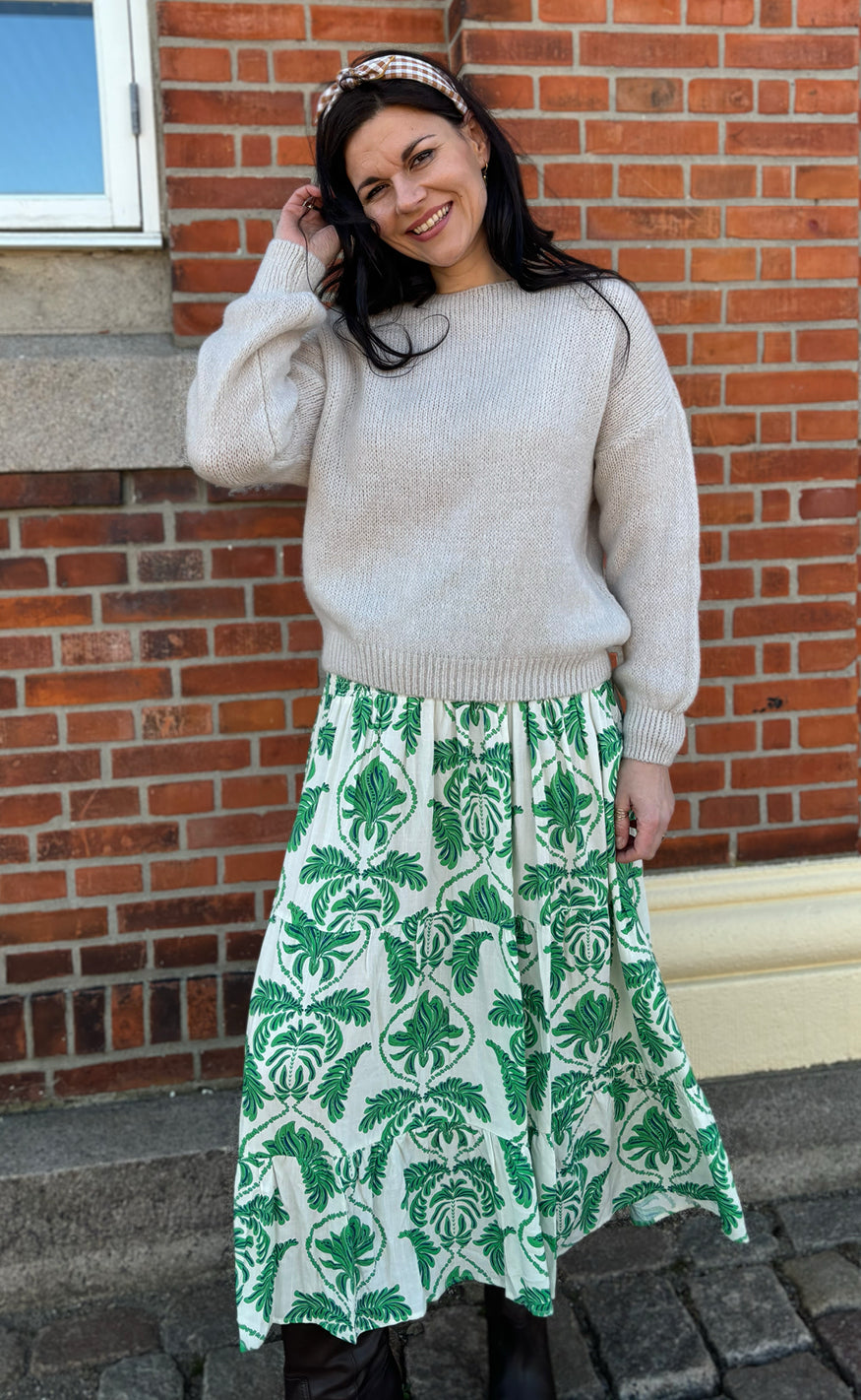 Say INA Copenhagen Nederdel - Malina - White / Green Paisley