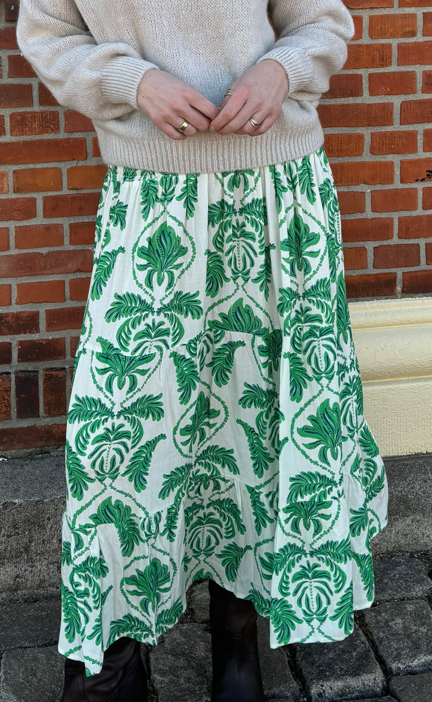 Say INA Copenhagen Nederdel - Malina - White / Green Paisley