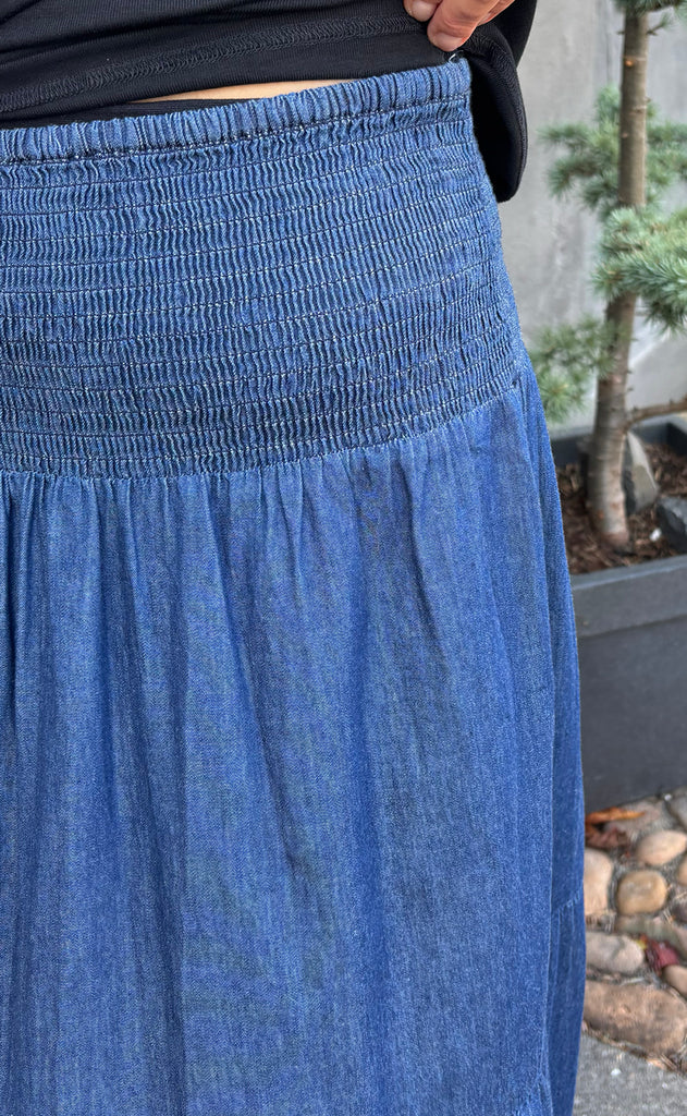 Say INA Copenhagen Nederdel - Nikoline - Denim Blue W. Embroidery